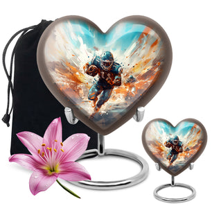 Heart Shape Football Urn Large Urn With 1 Keepsake Urn