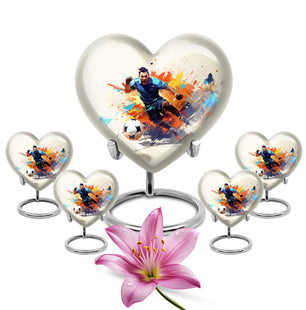 Heart Shape Football Urn Large Urn With 4 Keepsake Urn