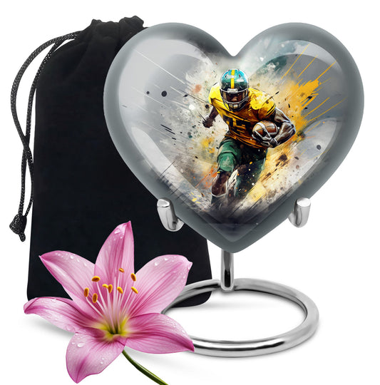 Heart Shape Football Urn Large 10 Inch