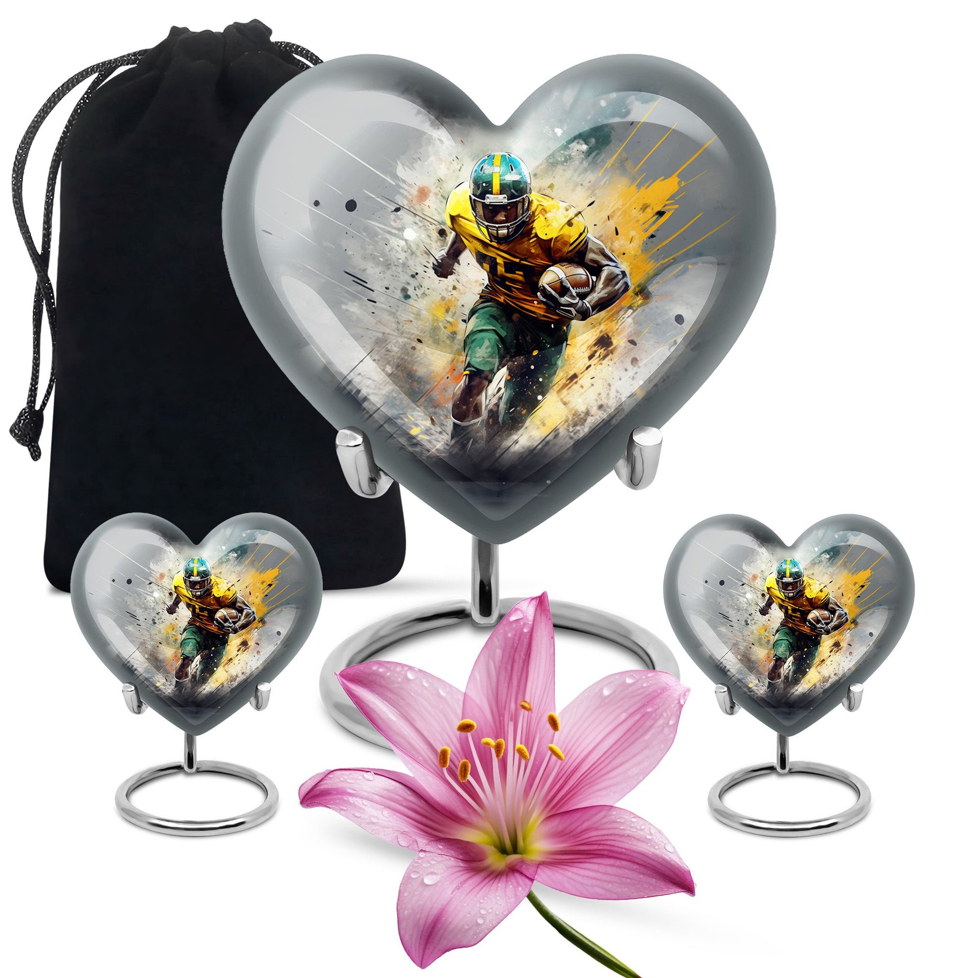 Heart Shape Football Urn Large Urn With 2 Keepsake Urn