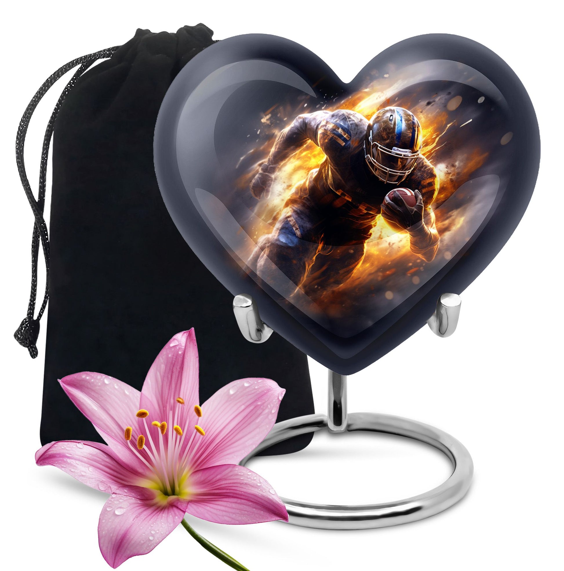 Heart Shape Football Urn Large 10 Inch