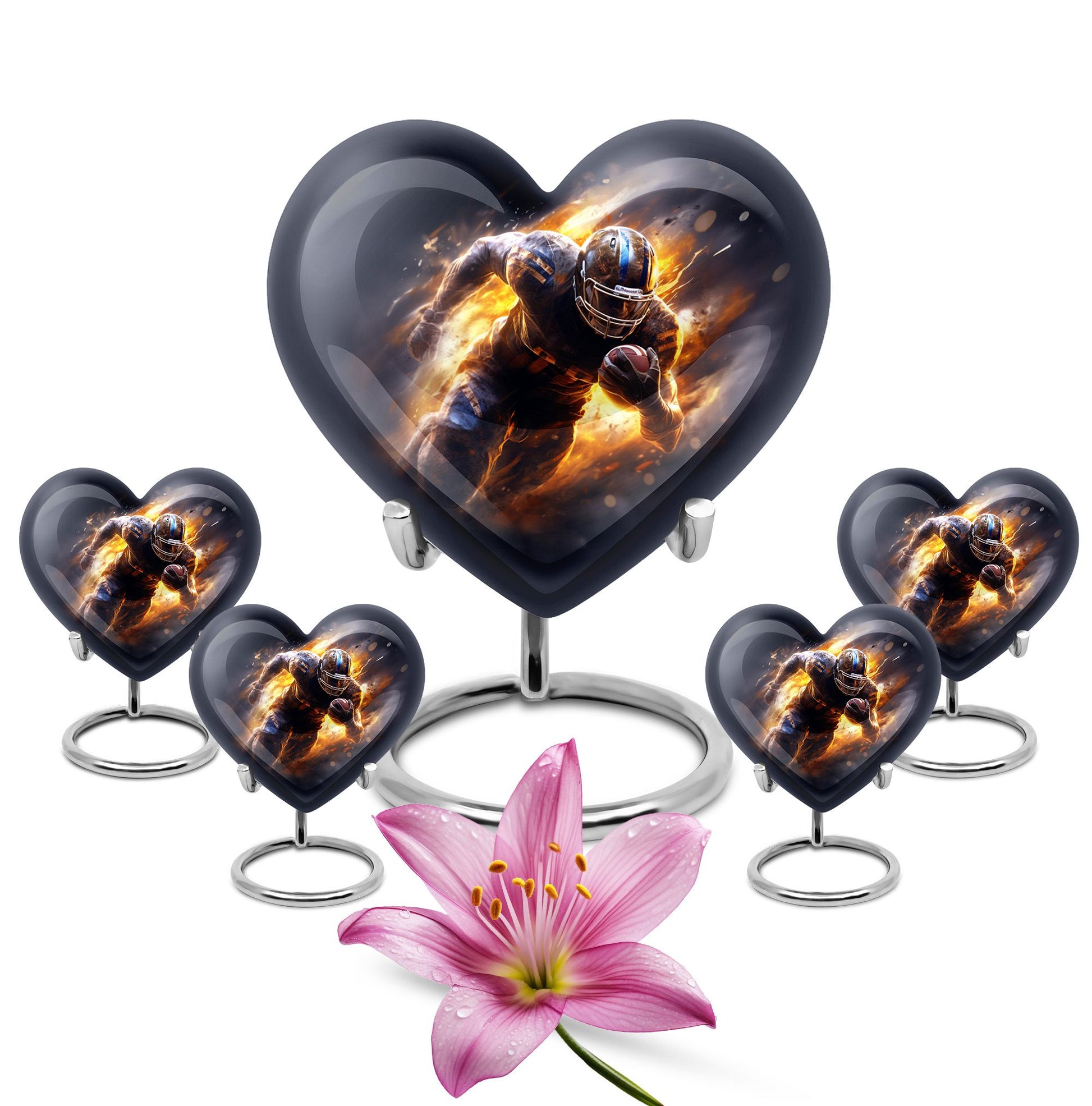 Heart Shape Football Urn Large Urn With 4 Keepsake Urn