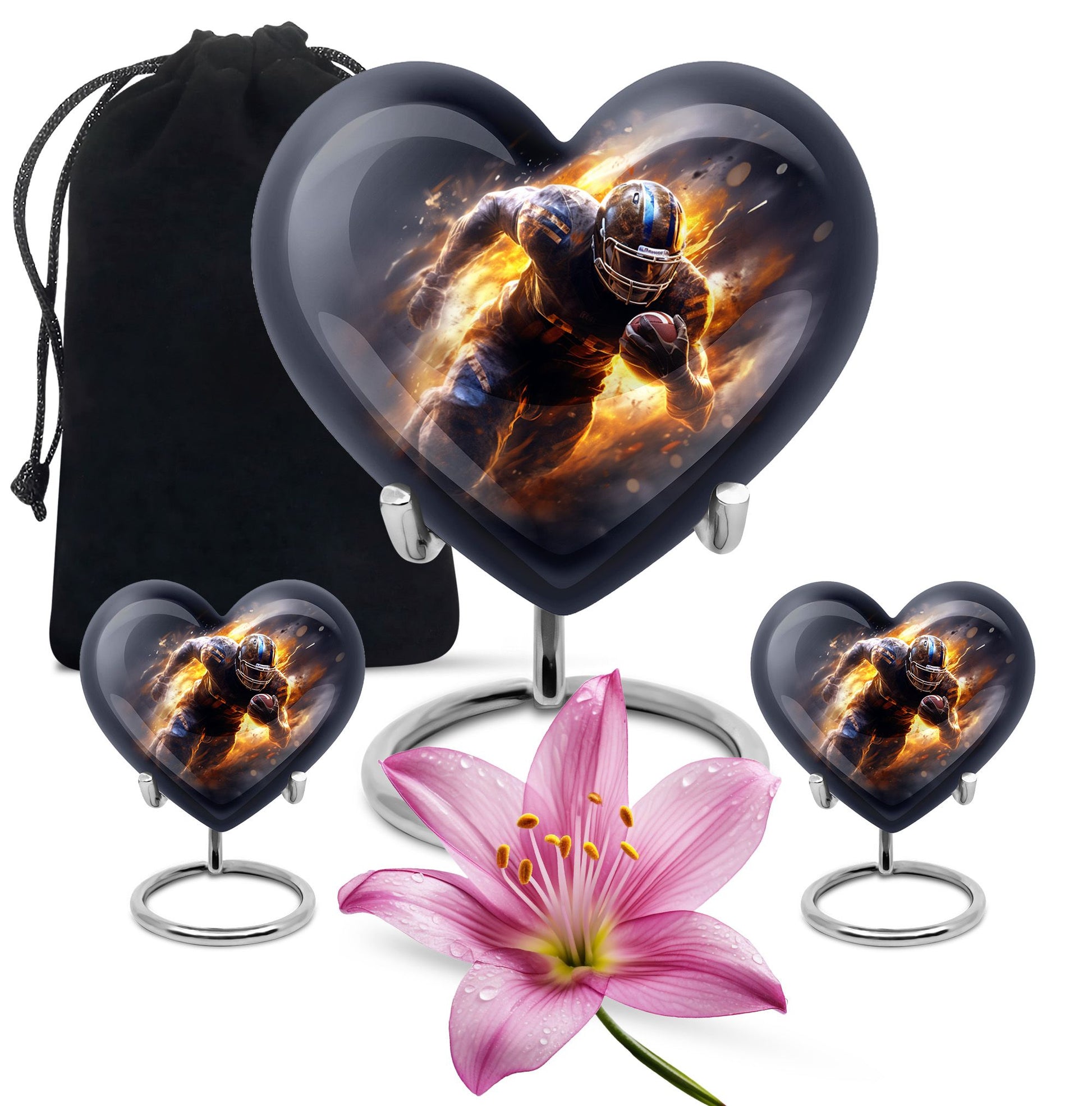 Heart Shape Football Urn Large Urn With 2 Keepsake Urn