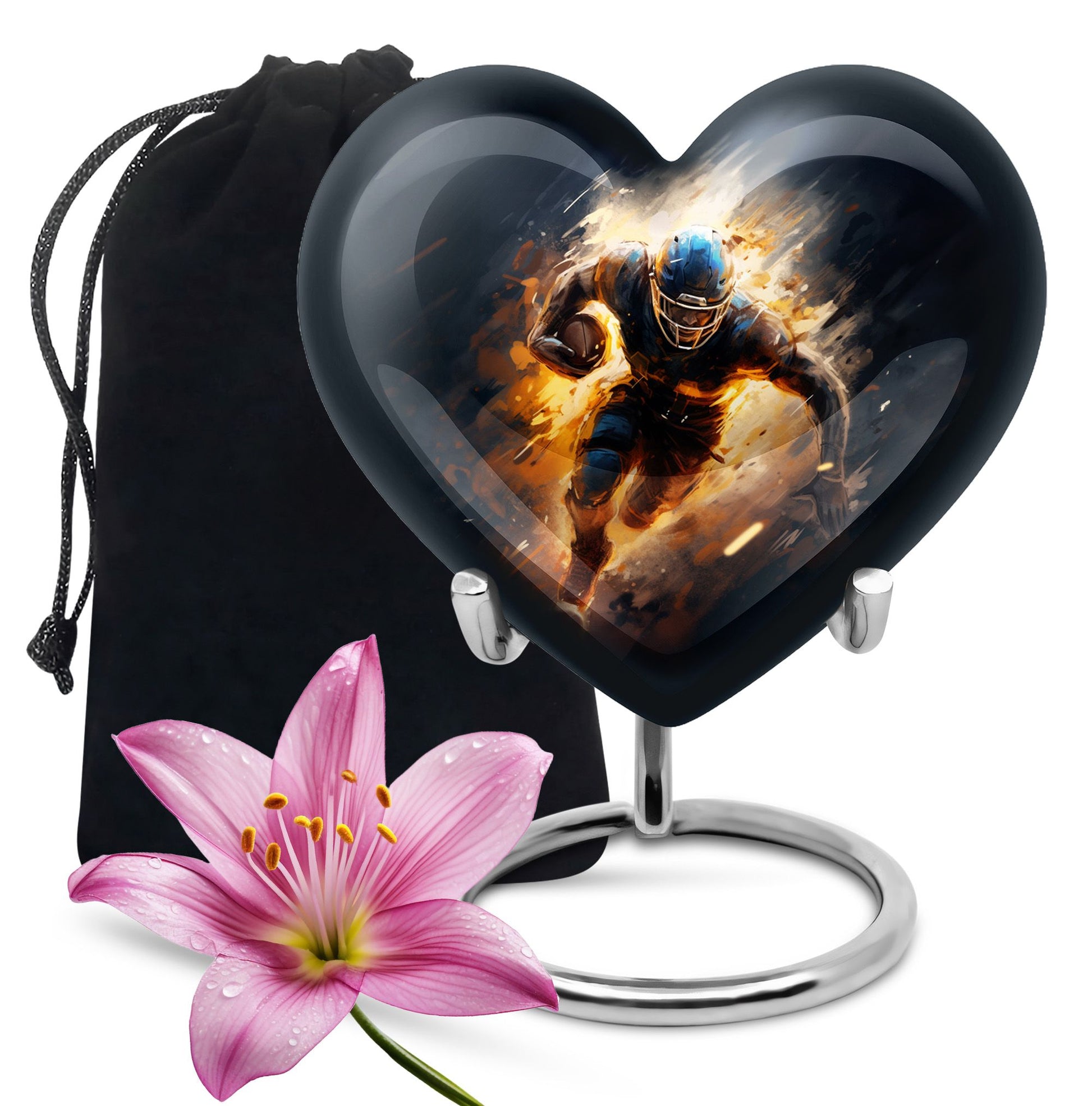 Heart Shape Football Urn Large 10 Inch
