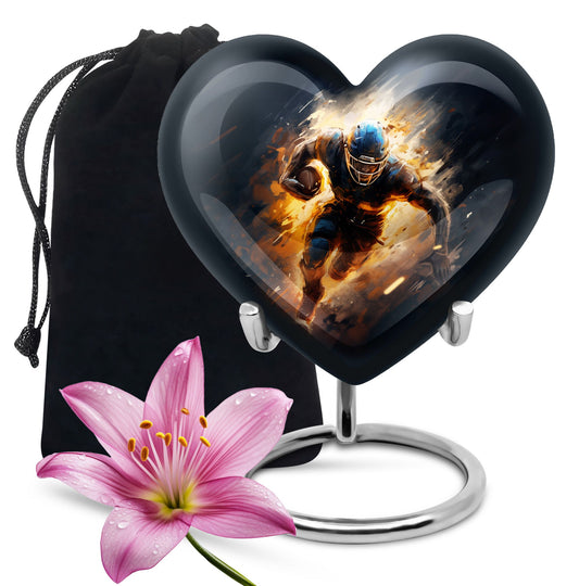 Heart Shape Football Urn Large 10 Inch