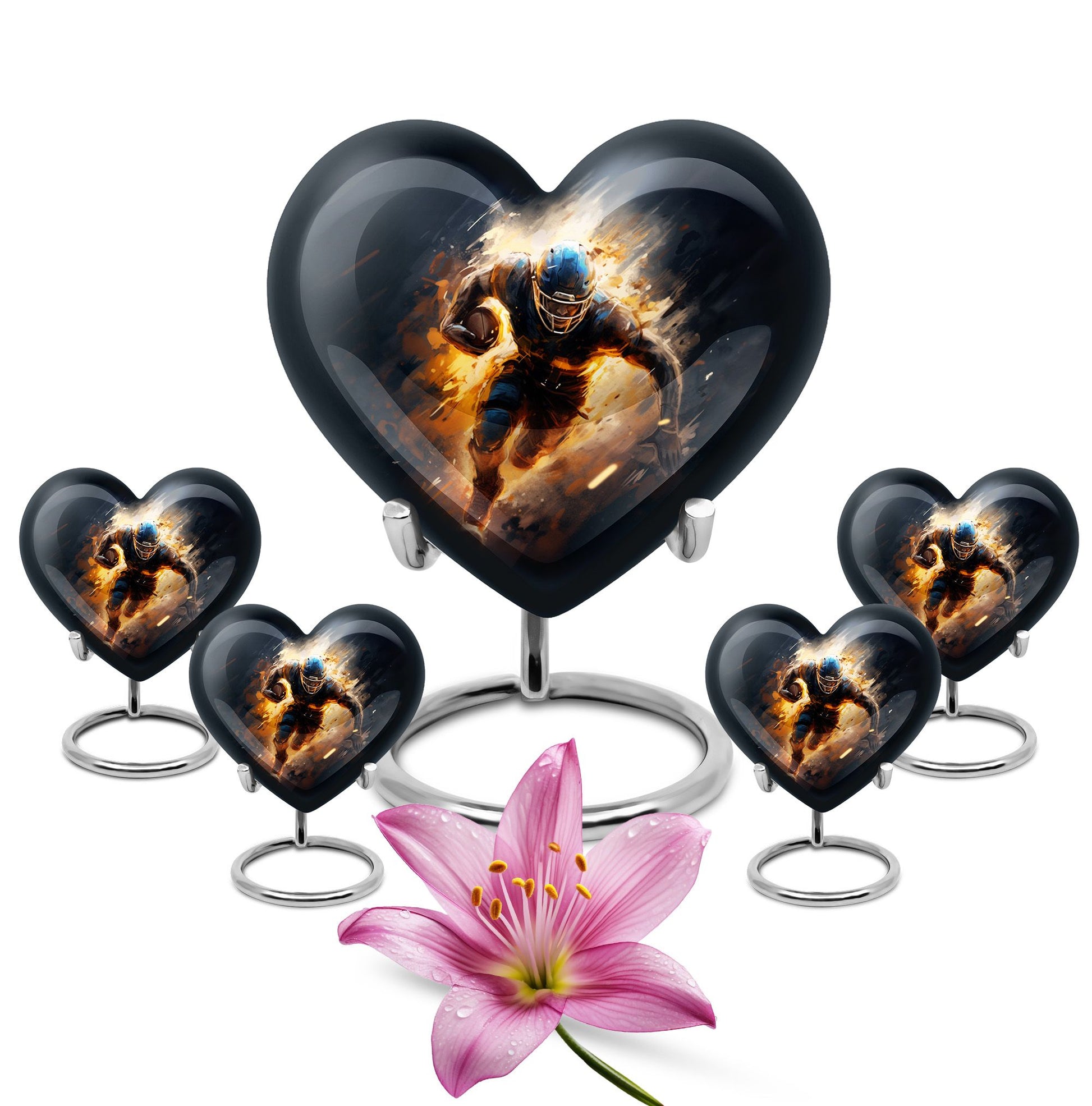 Heart Shape Football Urn Large Urn With 4 Keepsake Urn