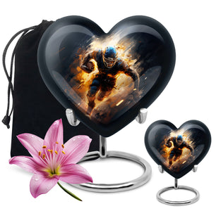 Heart Shape Football Urn Large Urn With 1 Keepsake Urn