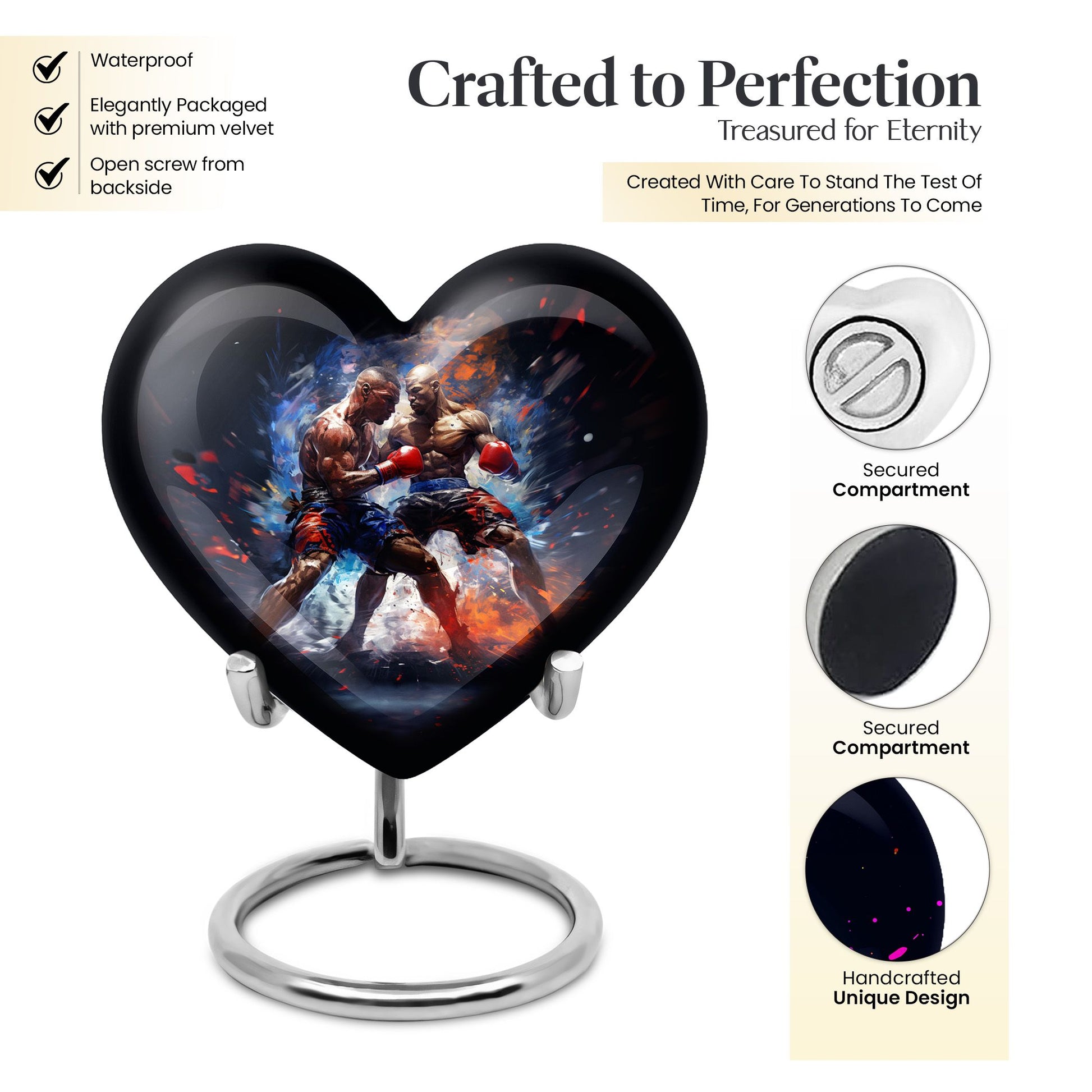 Heart Shape Boxing Urn Keepsake 3 Inch