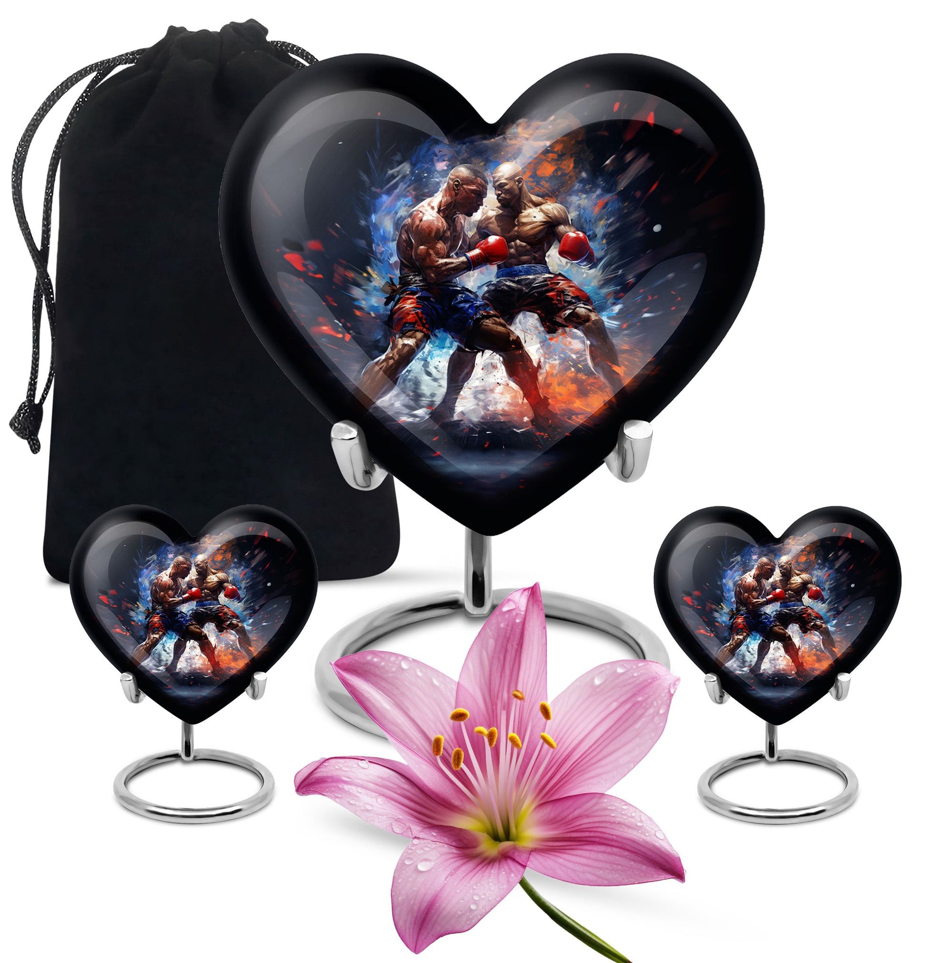 Heart Shape Boxing Urn Large Urn With 2 Keepsake Urn