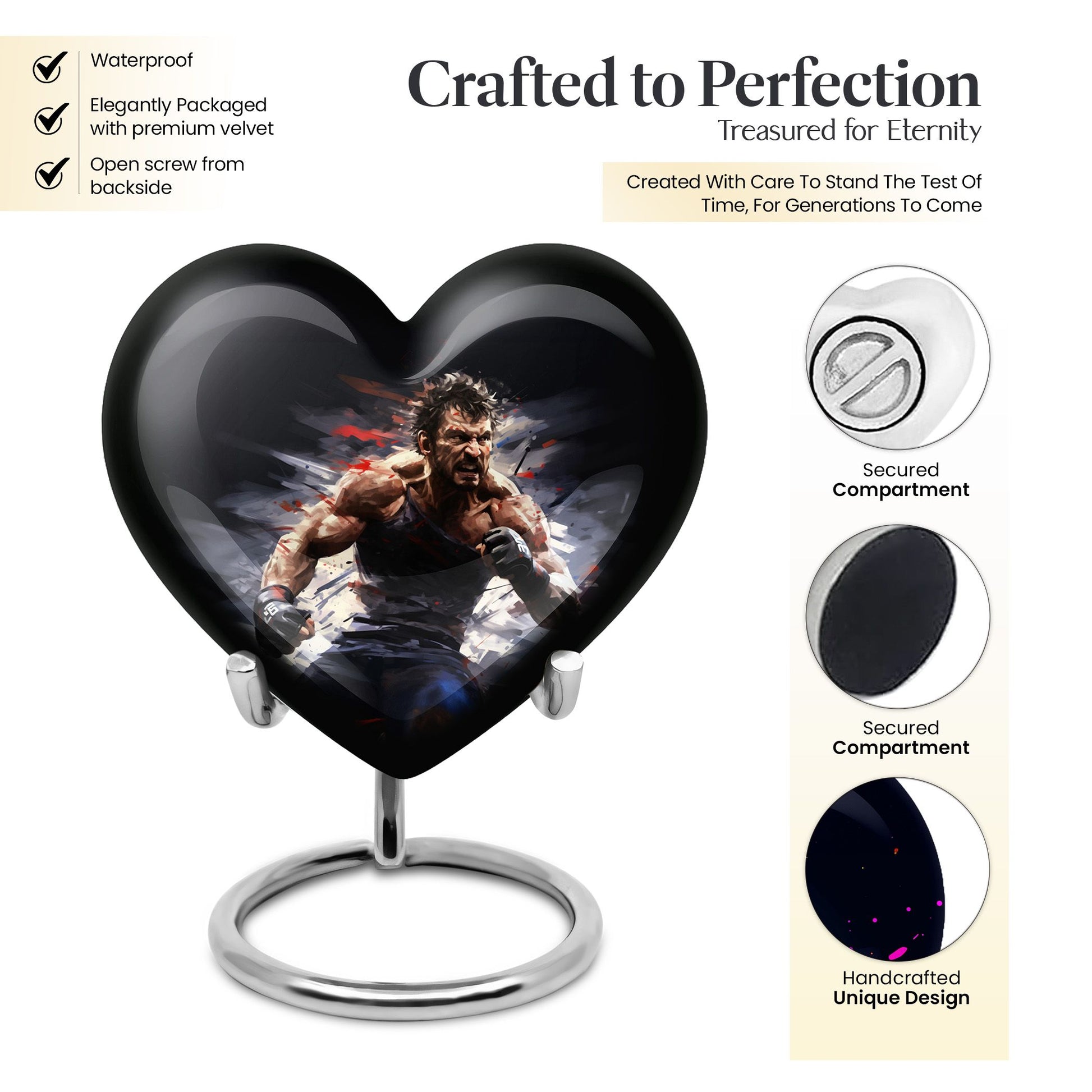 Heart Shape Boxing Urn Keepsake 3 Inch