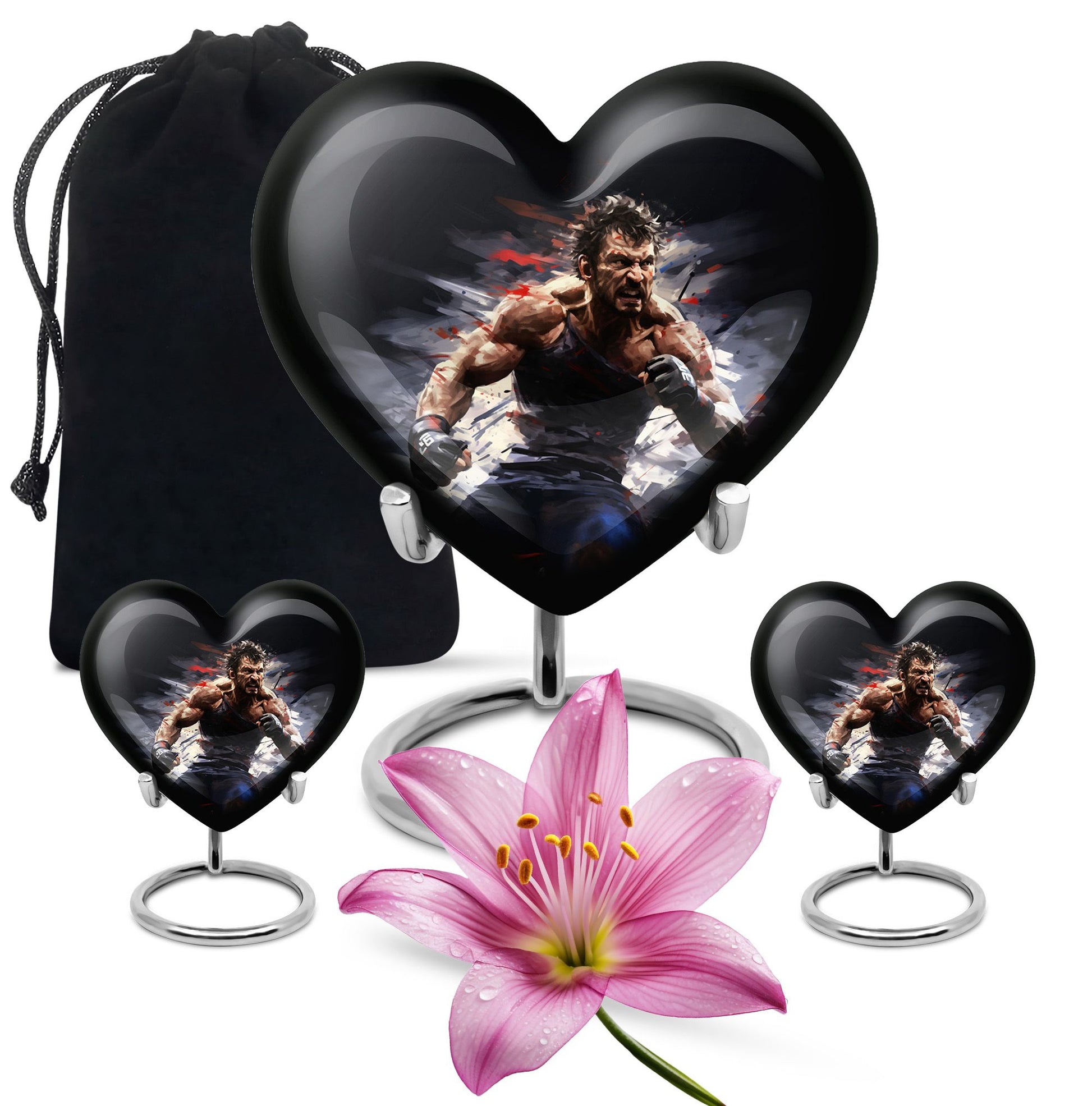 Heart Shape Boxing Urn Large Urn With 2 Keepsake Urn