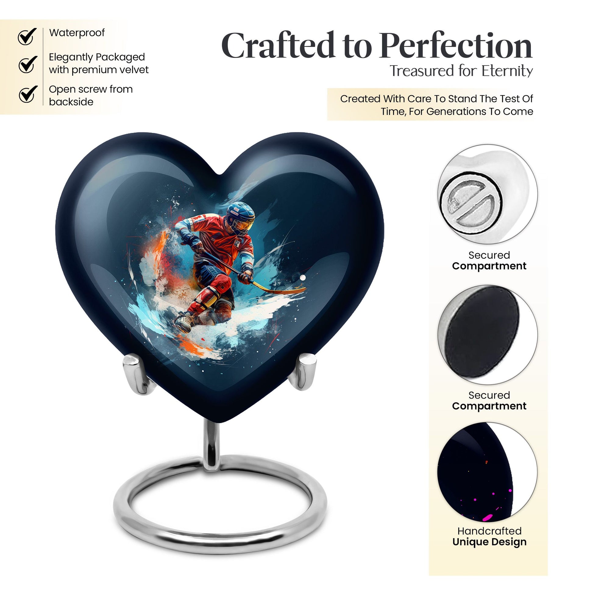 Heart Shape Sport Urn Keepsake 3 Inch
