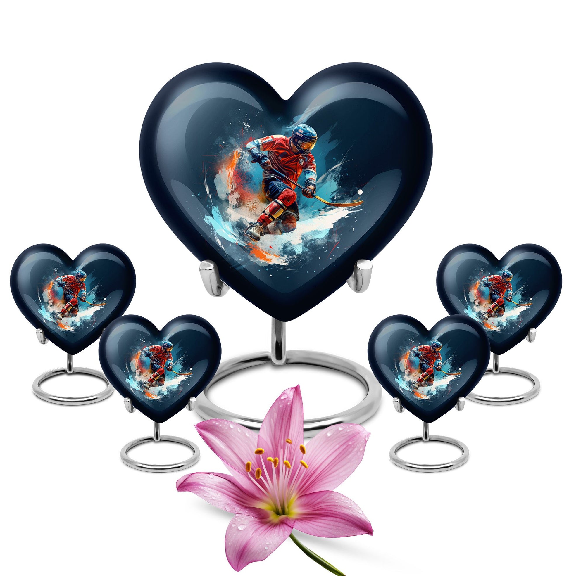 Heart Shape Sport Urn Large Urn With 4 Keepsake Urn