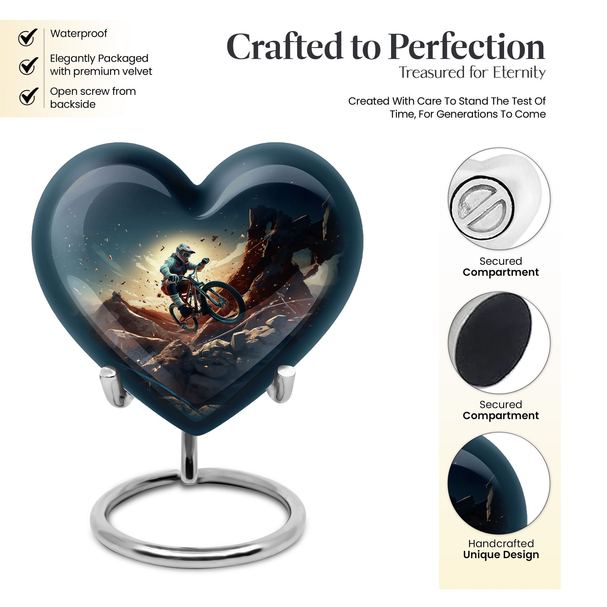 Heart Shape Bike Urn Keepsake 3 Inch