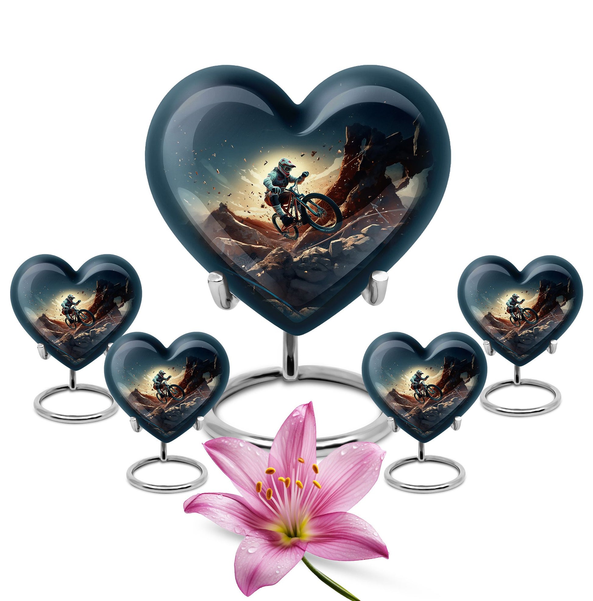 Heart Shape Bike Urn Large Urn With 4 Keepsake Urn