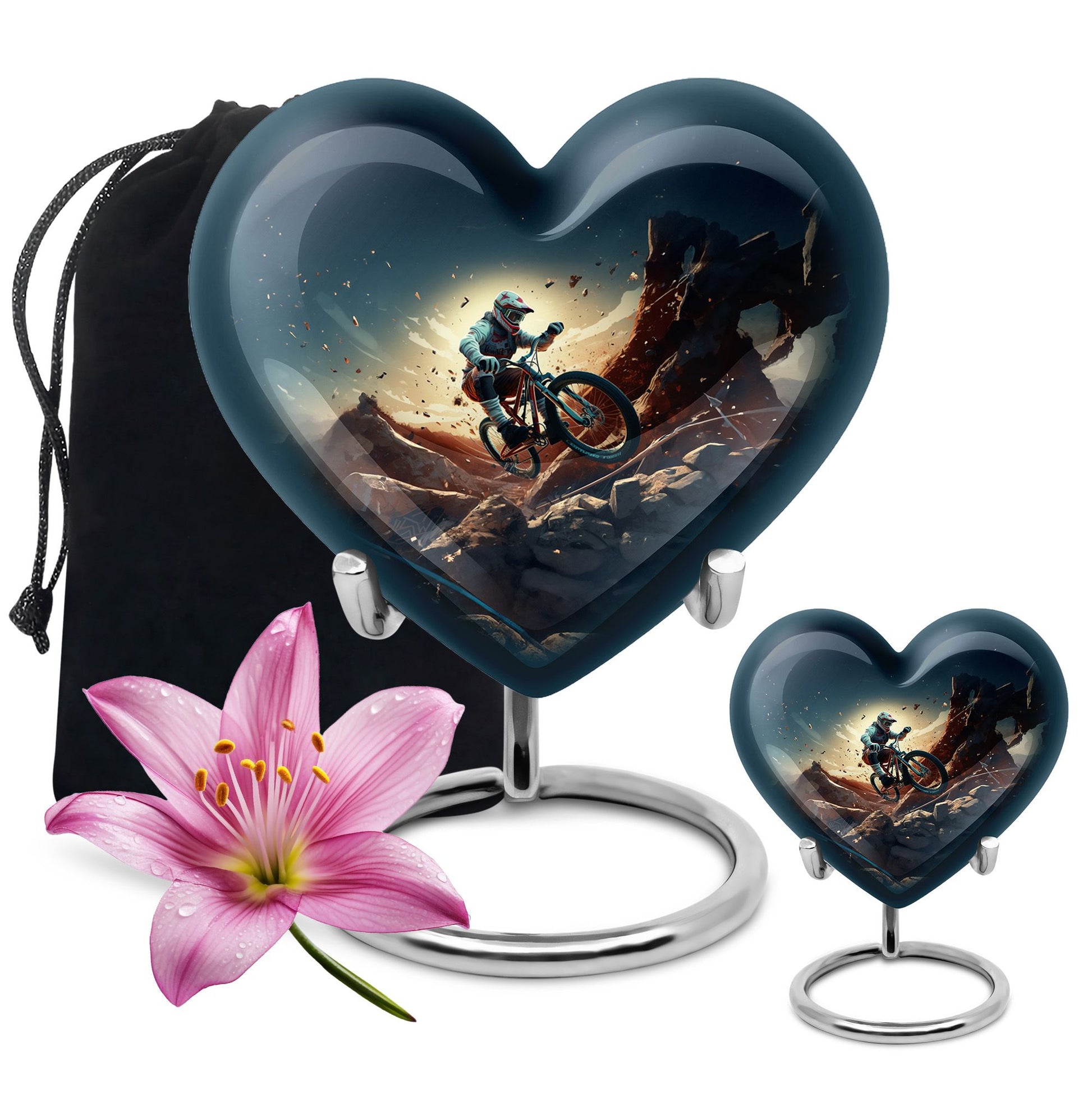 Heart Shape Bike Urn Large Urn With 1 Keepsake Urn