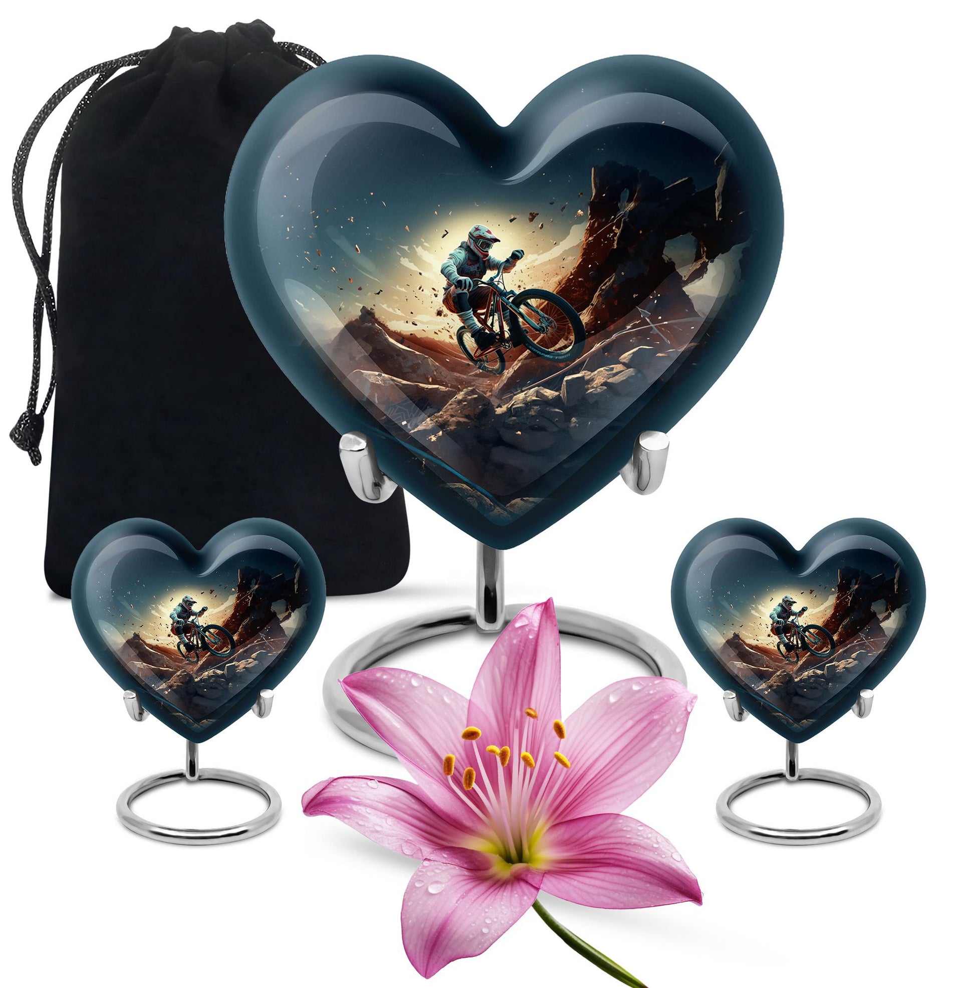 Heart Shape Bike Urn Large Urn With 2 Keepsake Urn