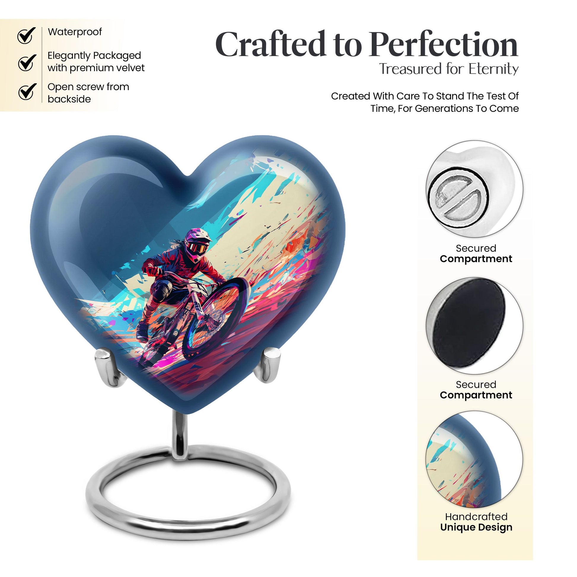 Heart Shape Bike Urn Keepsake 3 Inch