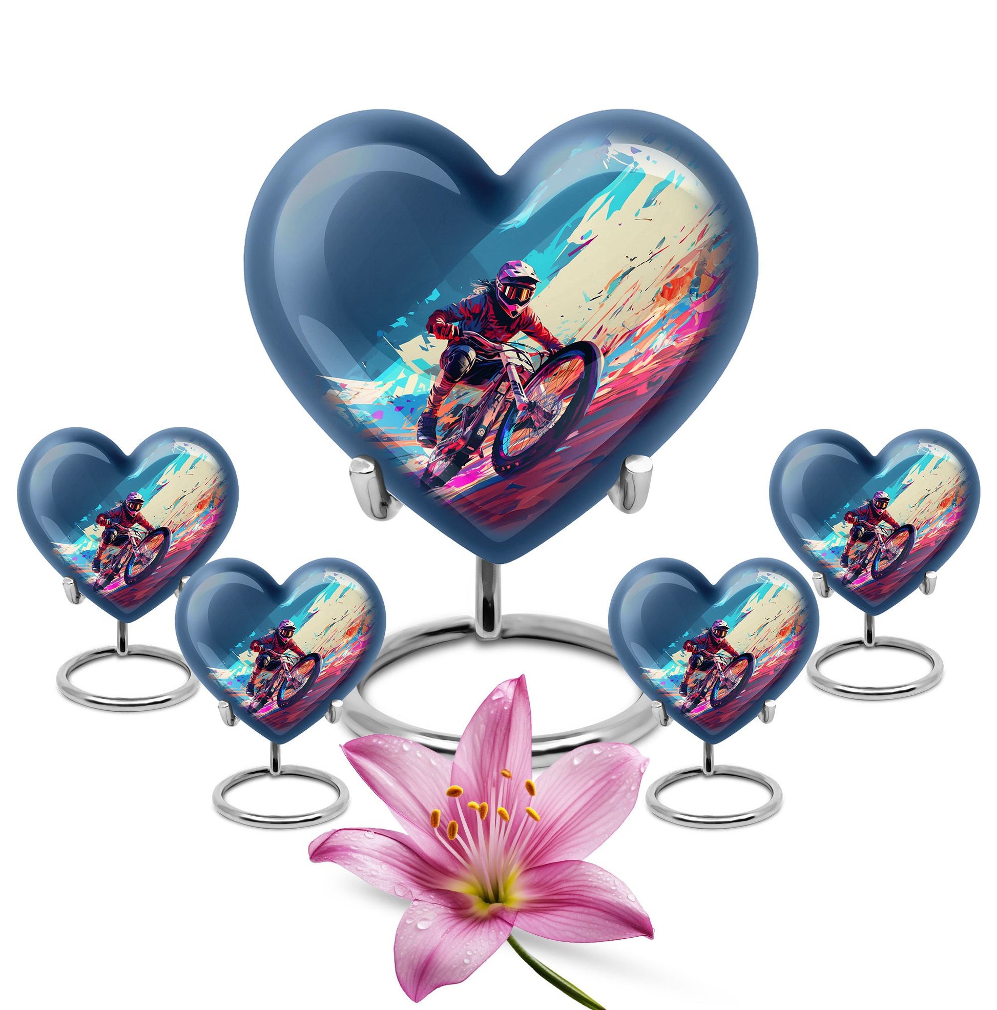 Heart Shape Bike Urn Large Urn With 4 Keepsake Urn
