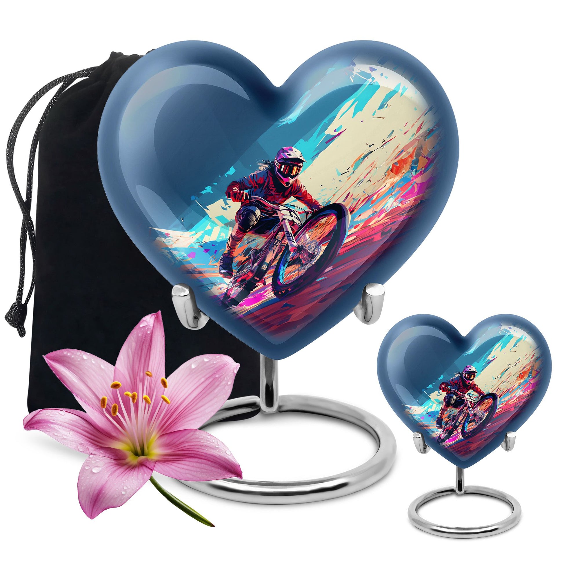 Heart Shape Bike Urn Large Urn With 1 Keepsake Urn