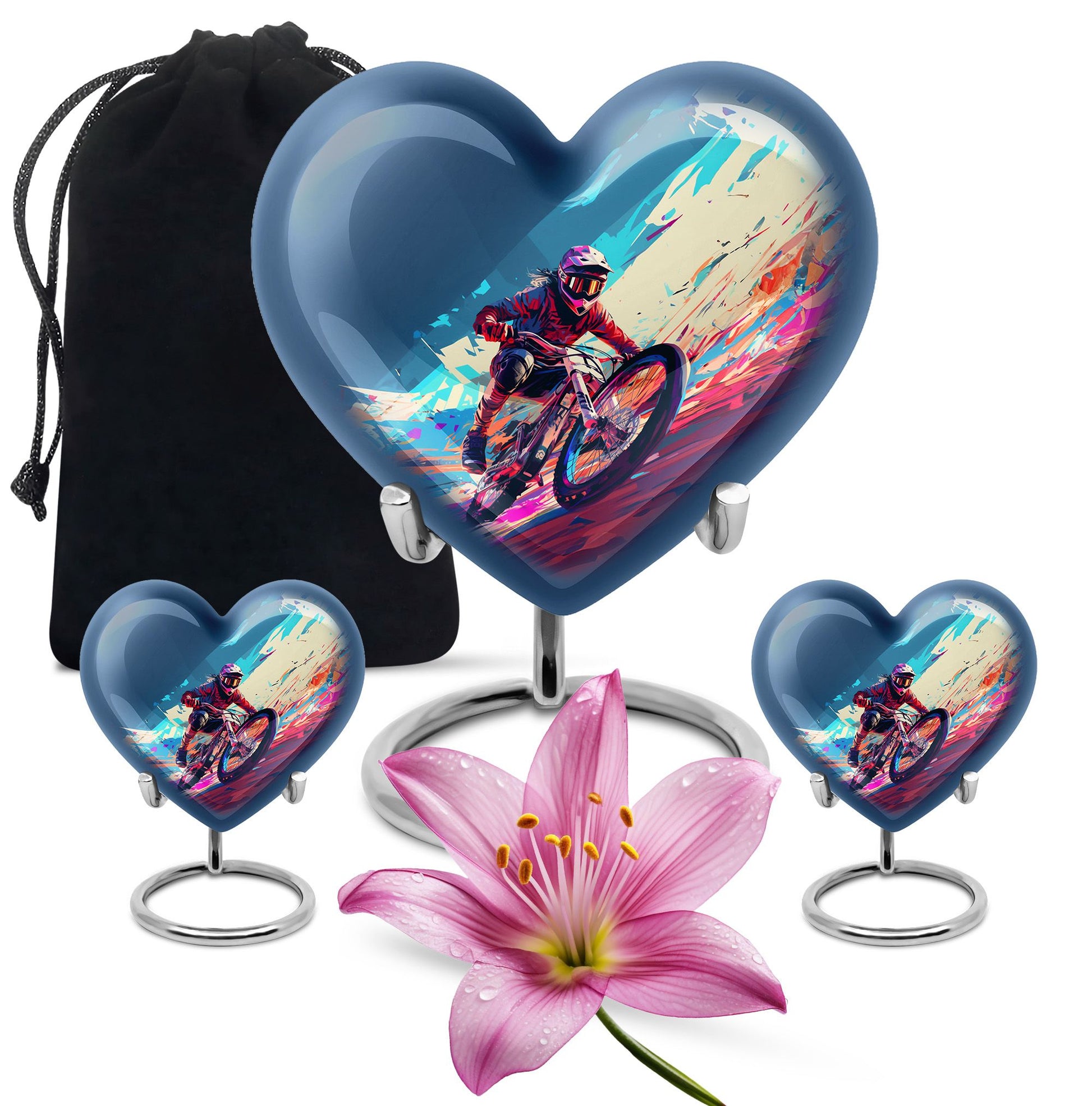 Heart Shape Bike Urn Large Urn With 2 Keepsake Urn