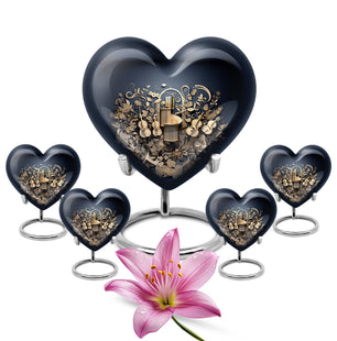 Heart Shape Music Urn Large Urn With 4 Keepsake Urn