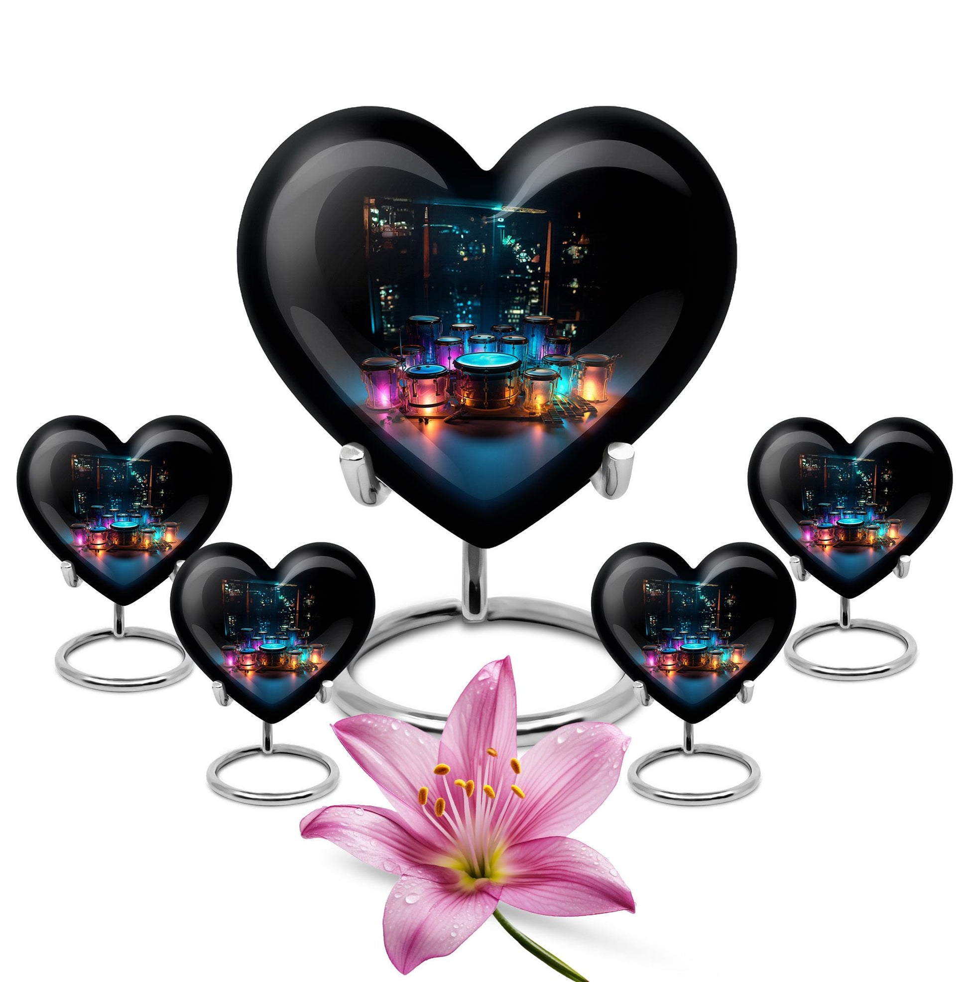 Heart Shaped  Large Urn With 4 Keepsake