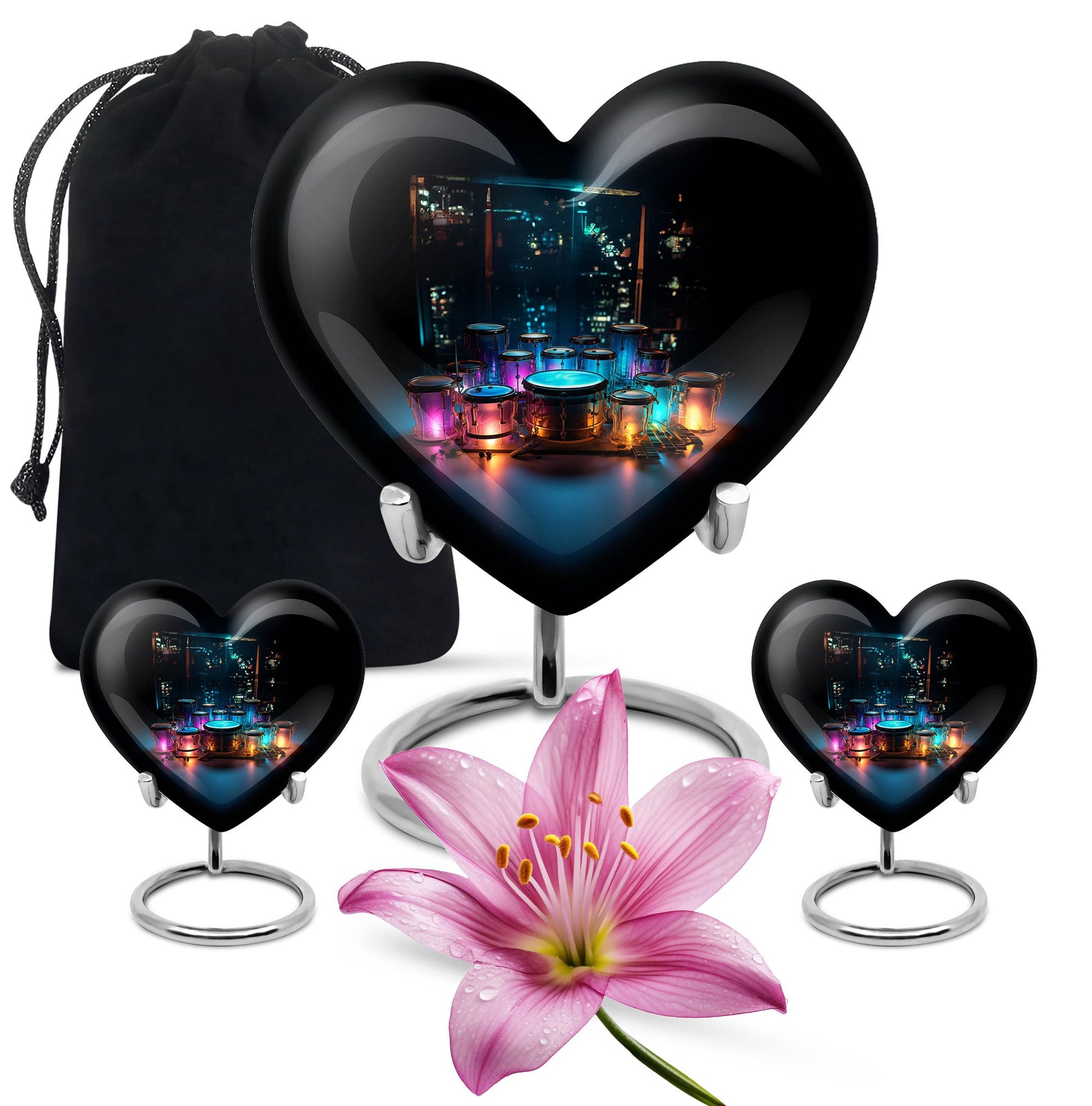 Heart Shaped  Large Urn With 2 Keepsake