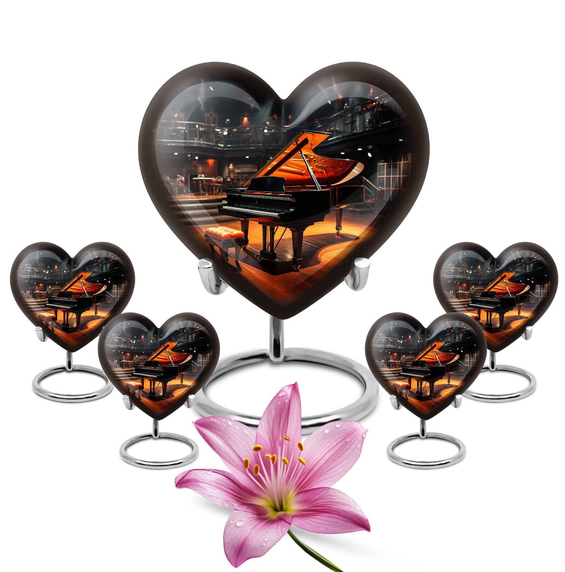 Heart Shape Music Urn Large Urn With 4 Keepsake Urn