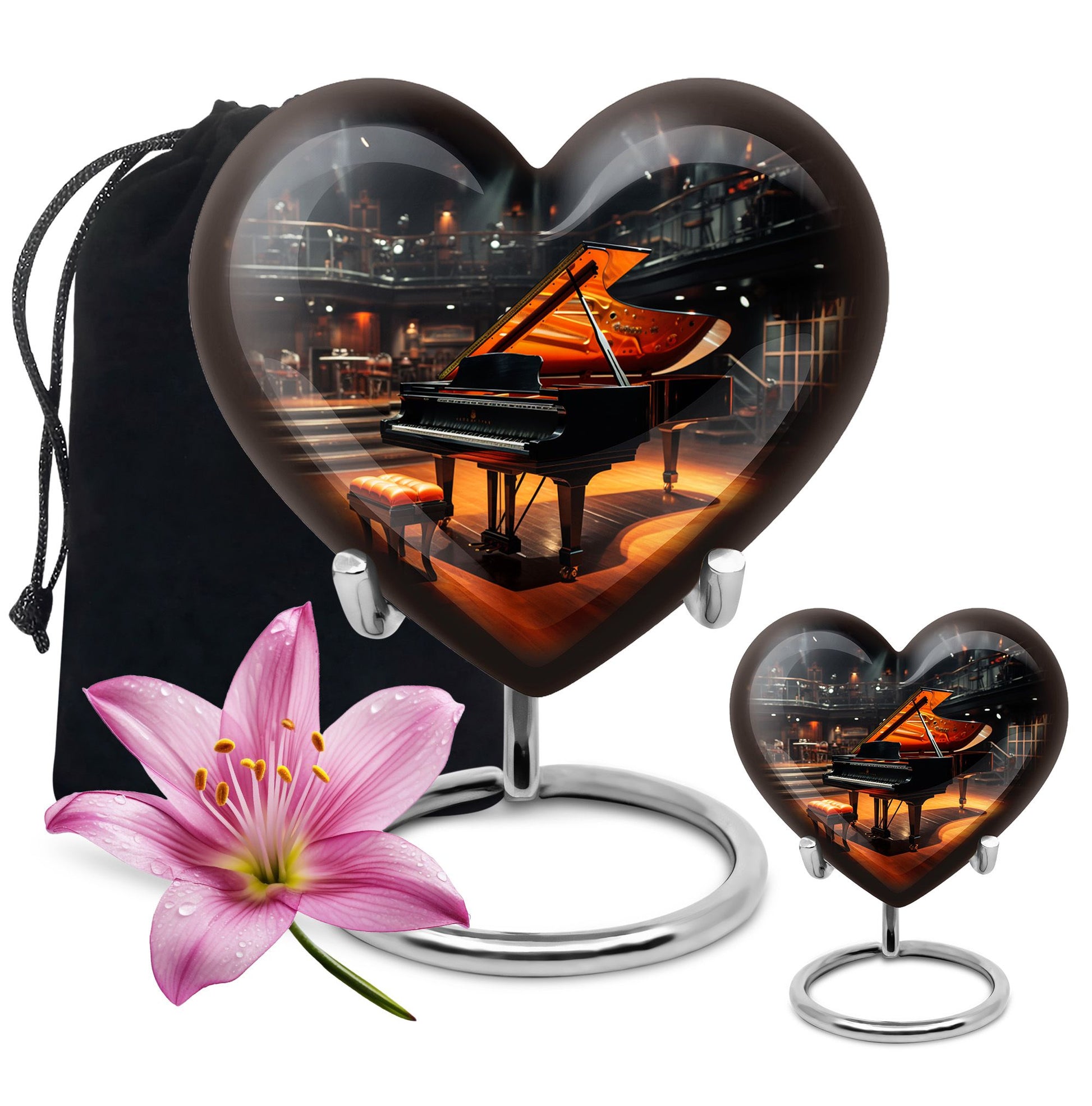 Heart Shape Music Urn Large Urn With 1 Keepsake Urn