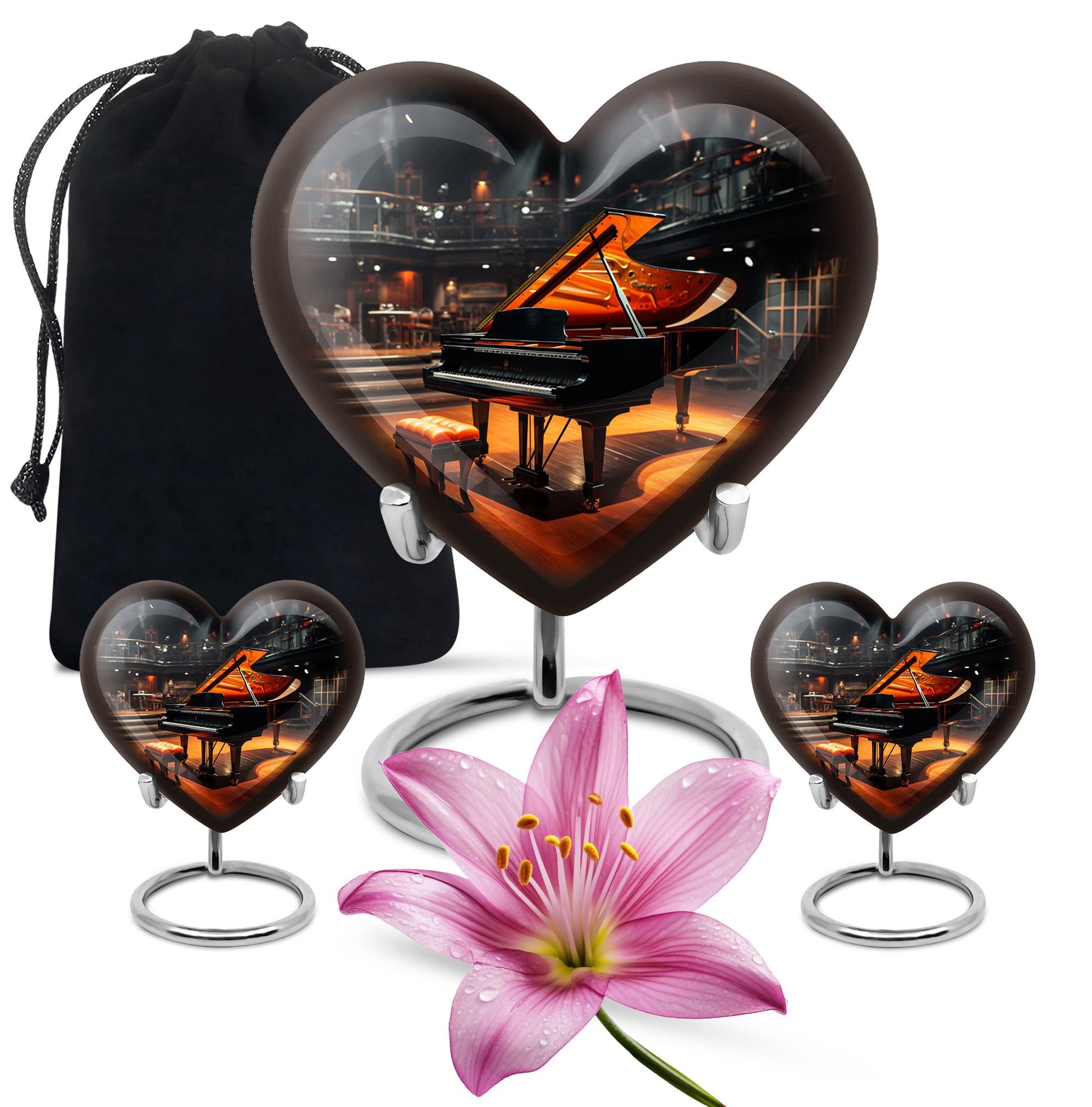 Heart Shape Music Urn Large Urn With 2 Keepsake Urn