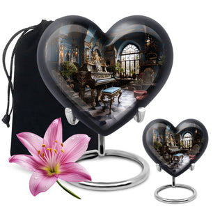 Heart Shape Music Urn Large Urn With 1 Keepsake Urn
