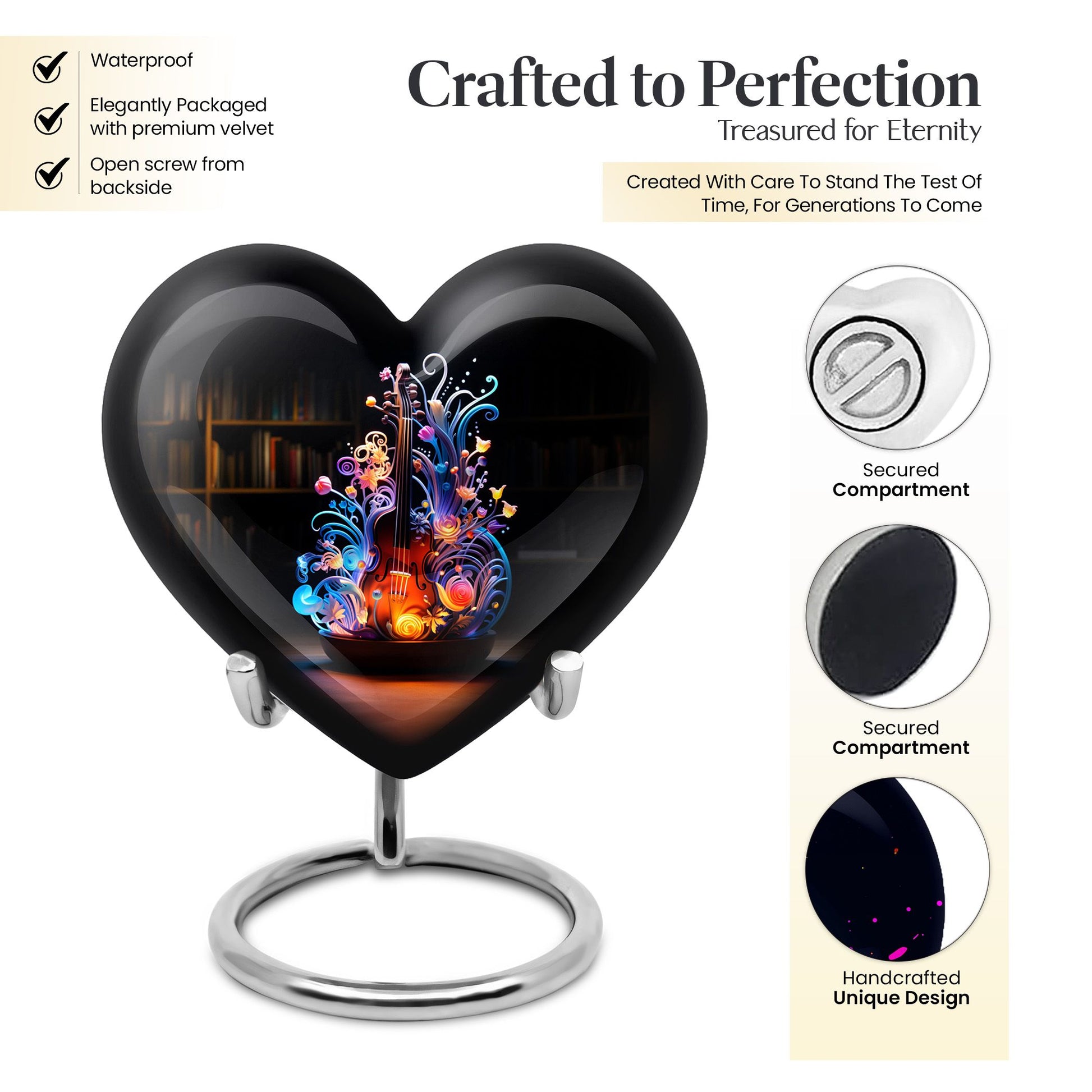 Heart Shape Music Urn Keepsake 3 Inch