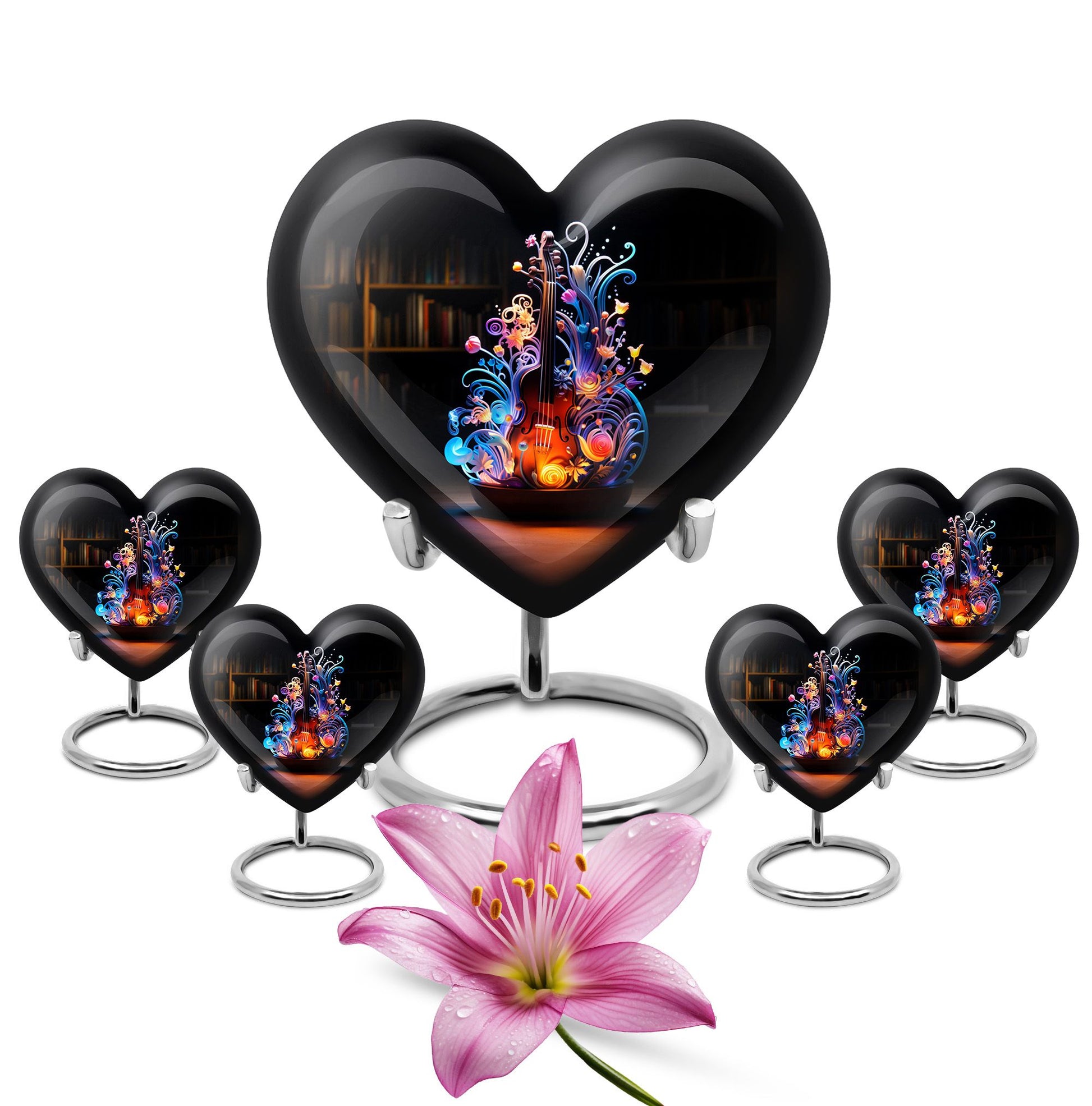 Heart Shape Music Urn Large Urn With 4 Keepsake Urn