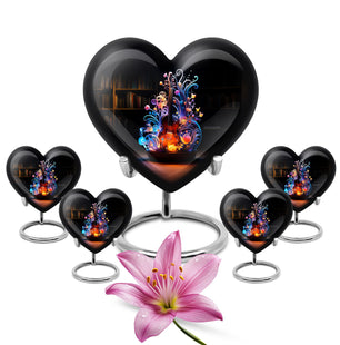Heart Shape Music Urn Large Urn With 4 Keepsake Urn