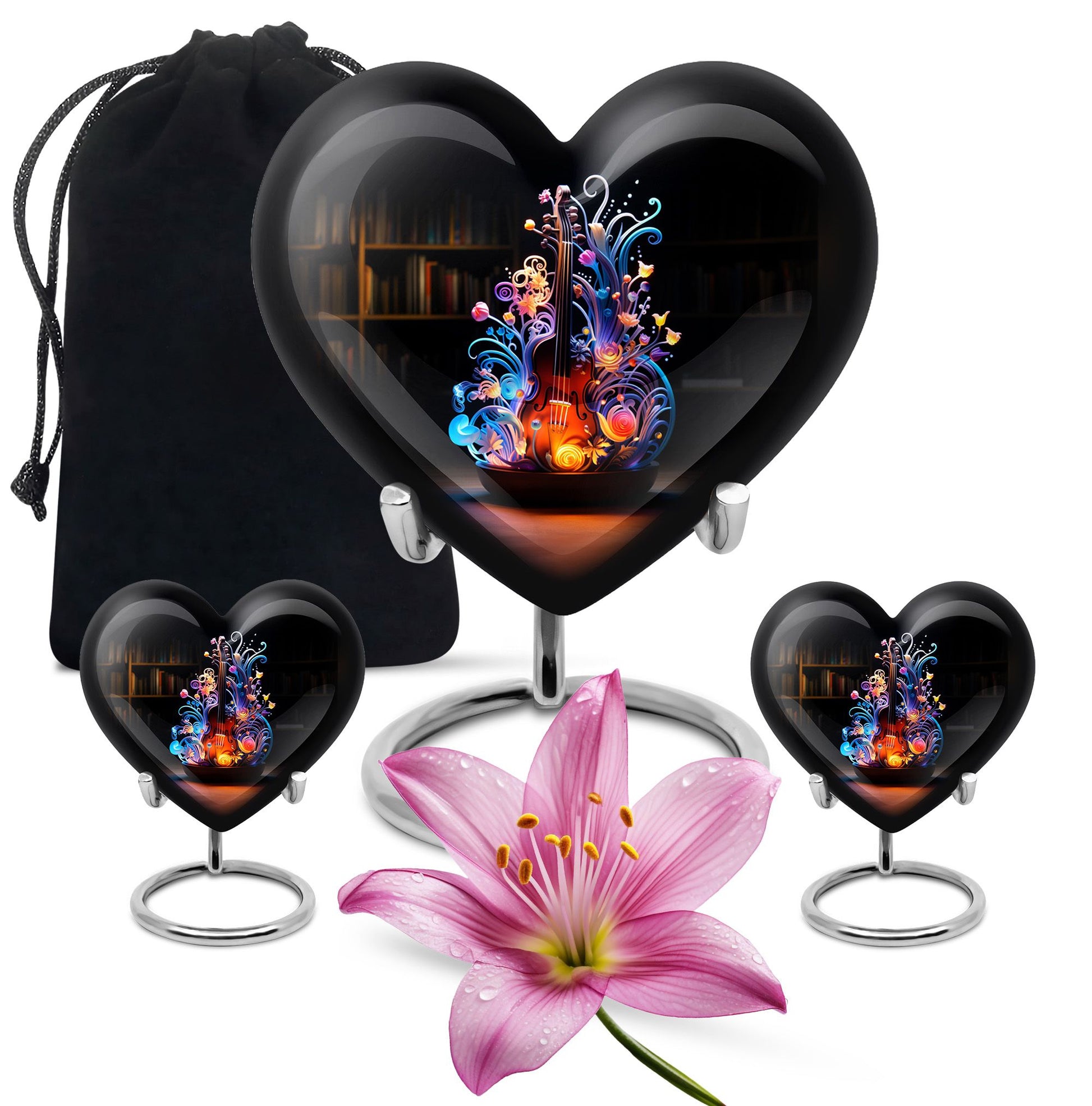 Heart Shape Music Urn Large Urn With 2 Keepsake Urn