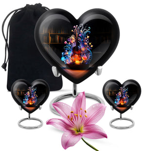 Heart Shape Music Urn Large Urn With 2 Keepsake Urn