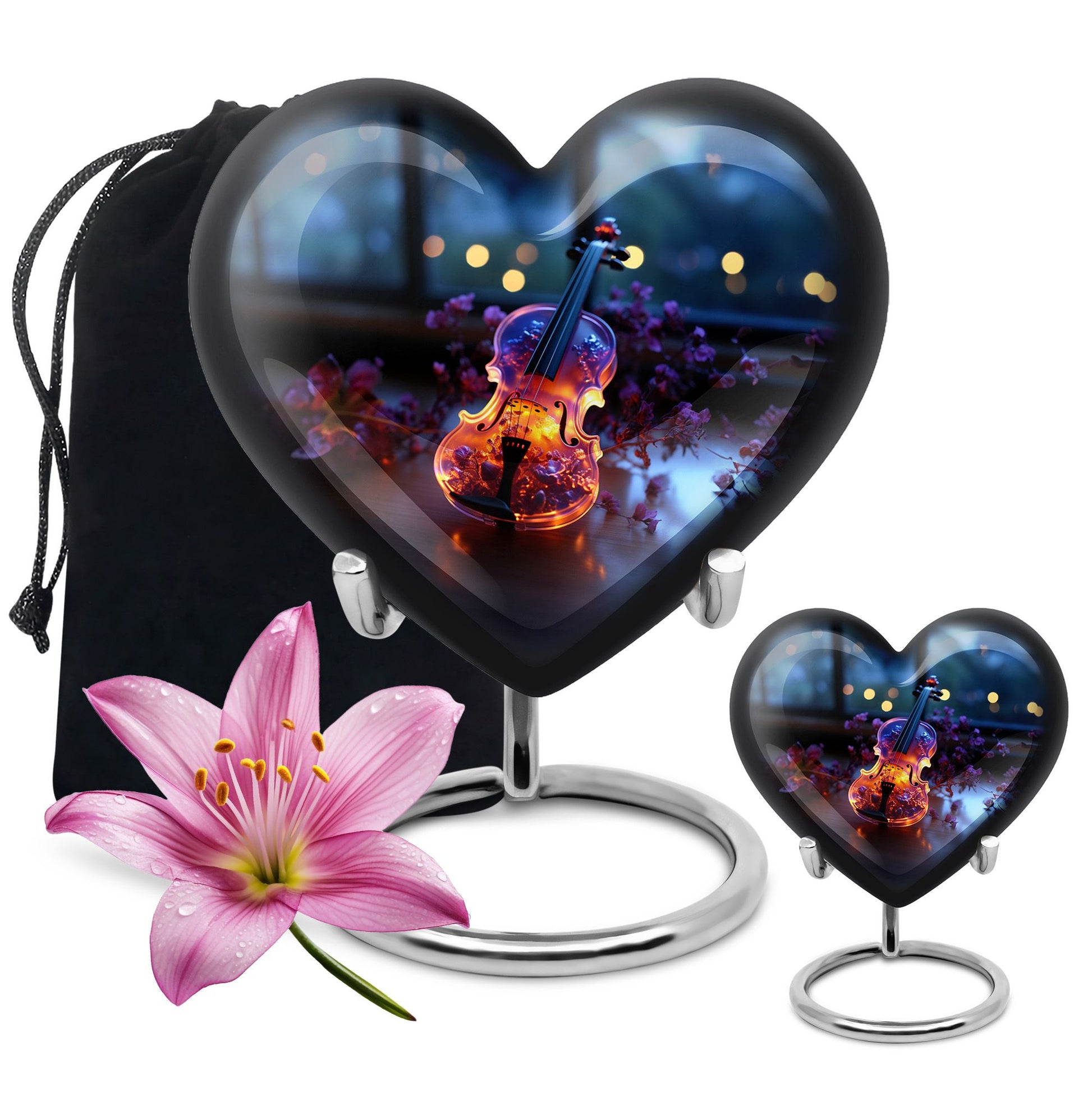 Heart Shape Music Urn Large Urn With 1 Keepsake Urn