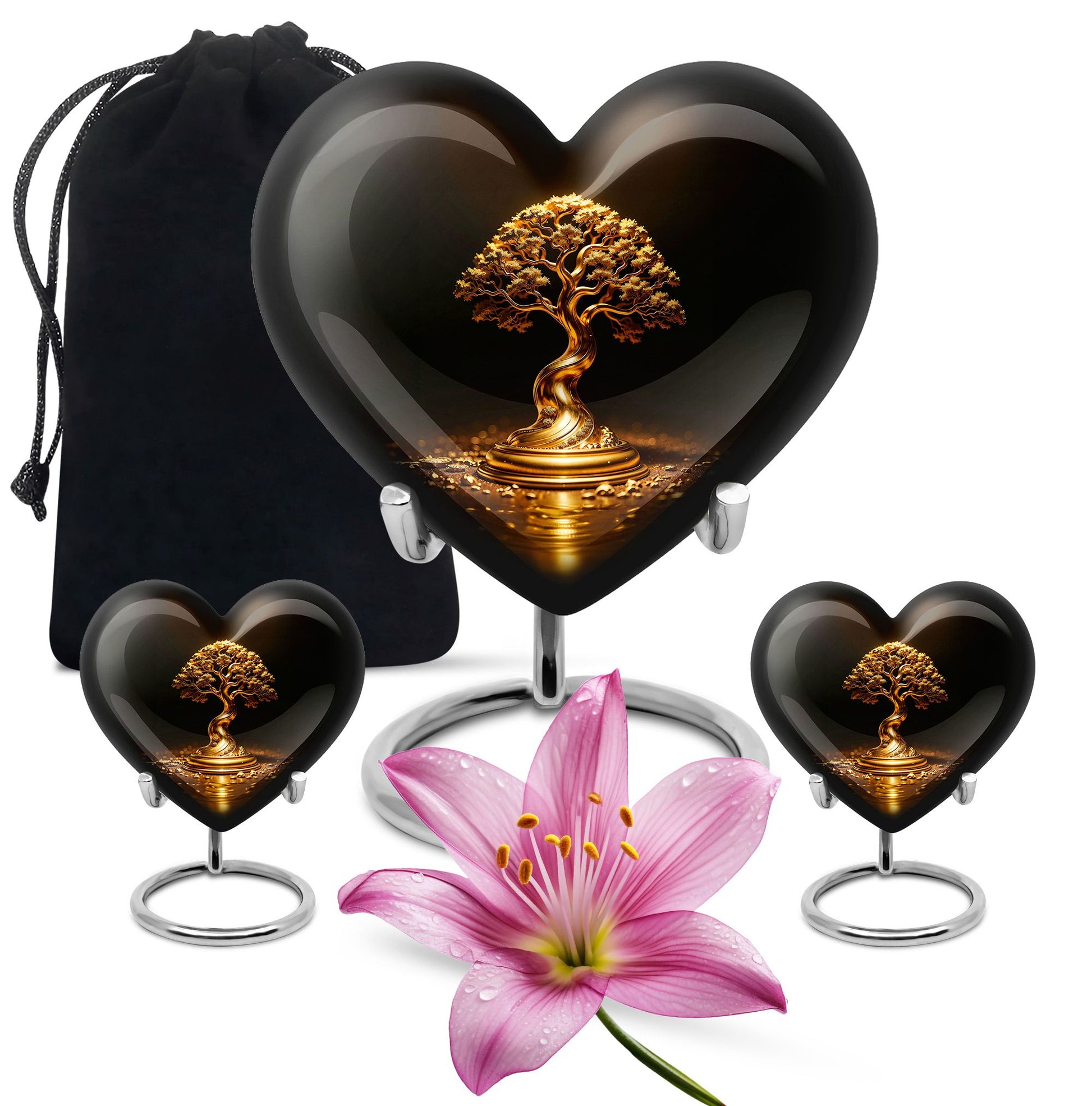 Heart Shaped  Large Urn With 2 Keepsake