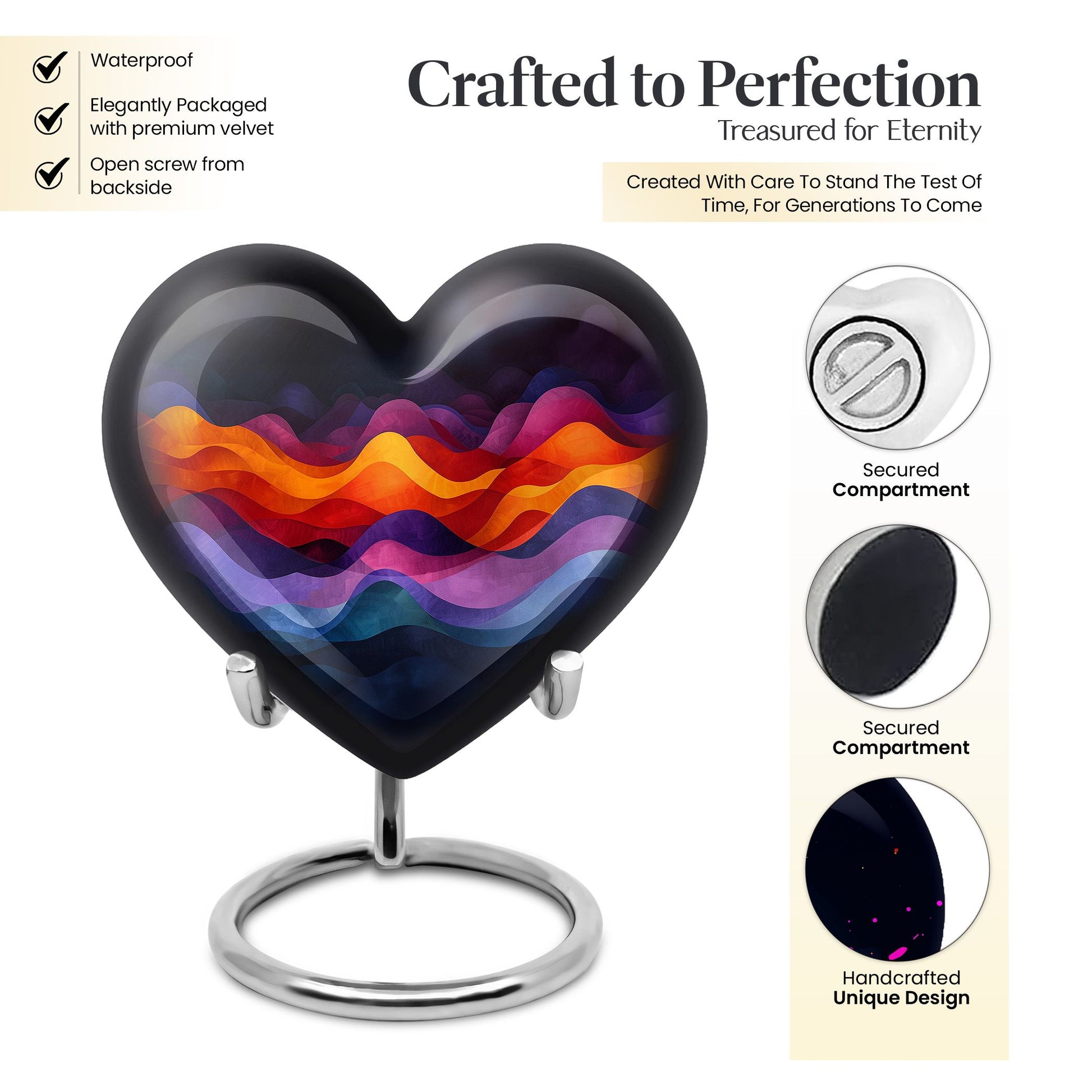 Heart Shape Abstract Urn Keepsake 3 Inch