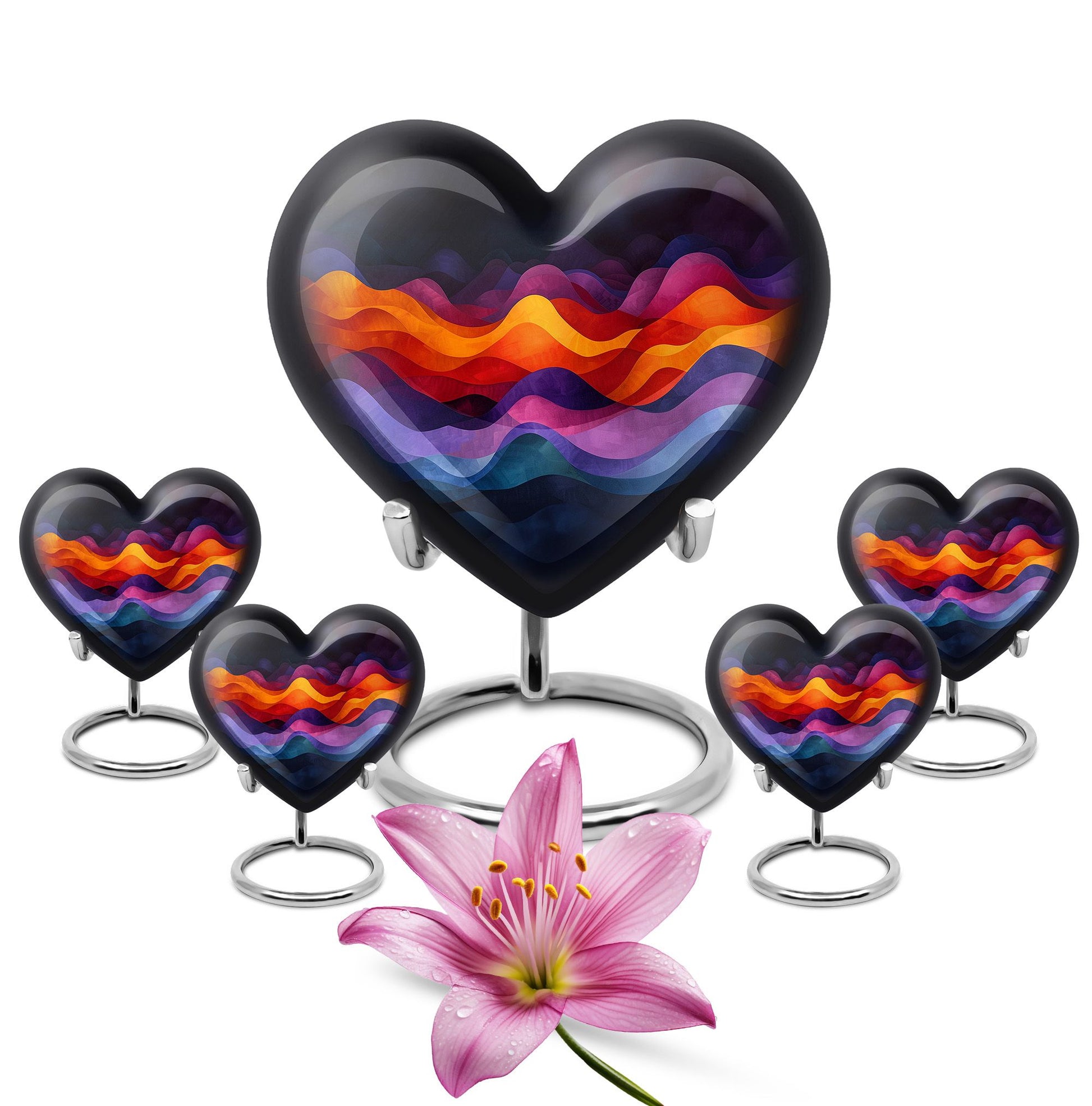 Heart Shape Abstract Urn Large Urn With 4 Keepsake Urn