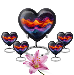 Heart Shape Abstract Urn Large Urn With 4 Keepsake Urn