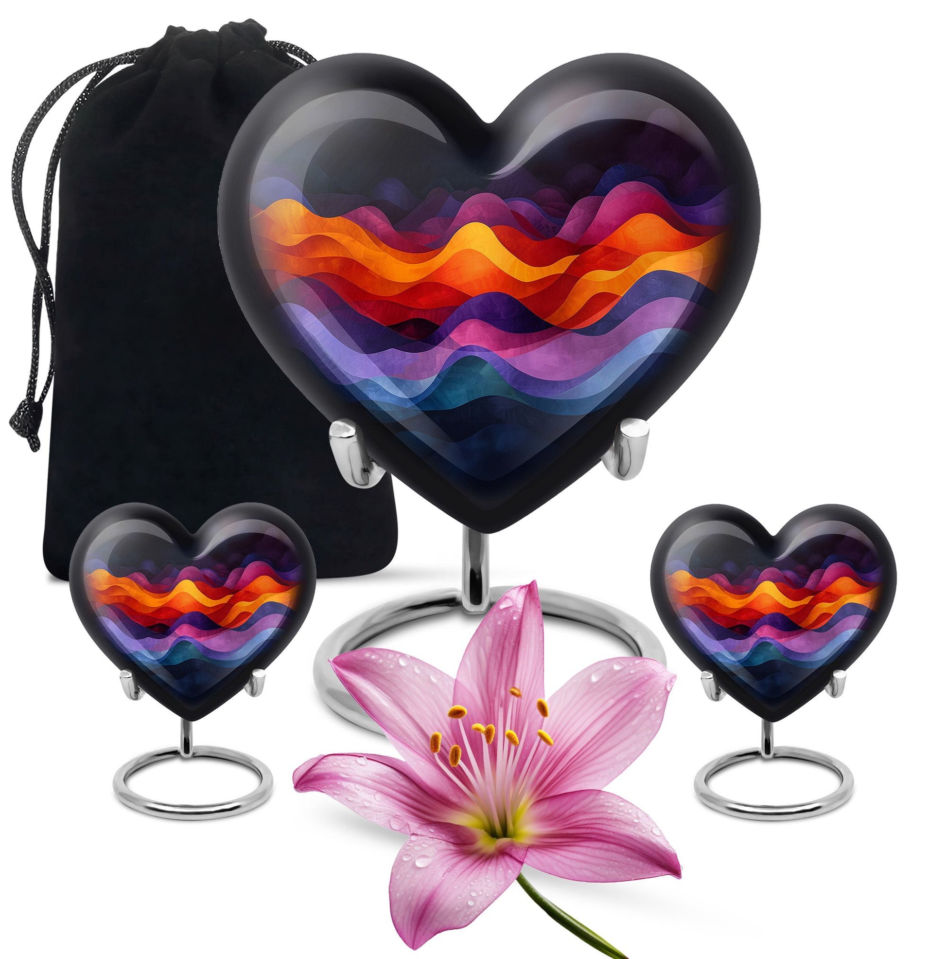 Heart Shape Abstract Urn Large Urn With 2 Keepsake Urn