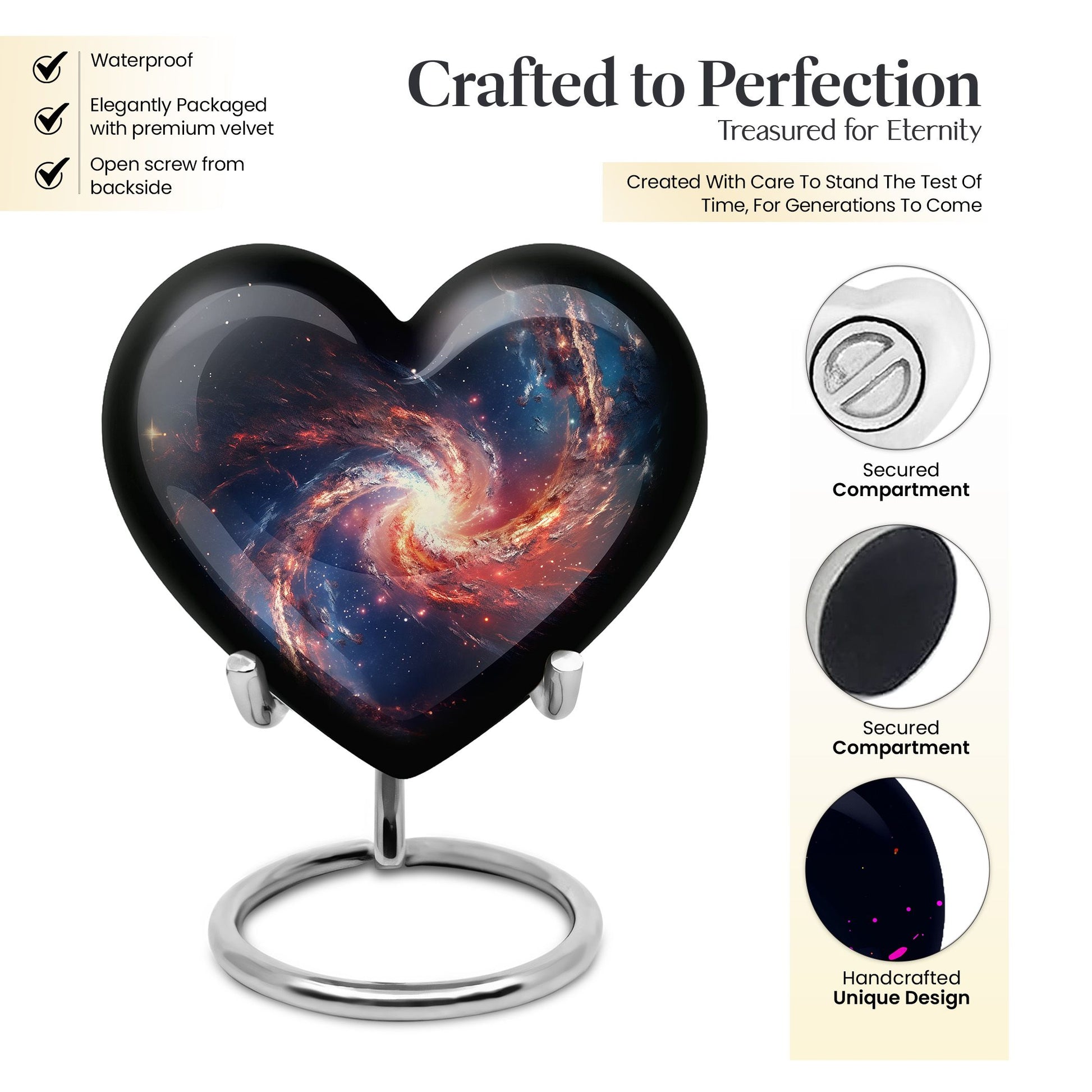 Heart Shape Abstract Urn Keepsake 3 Inch