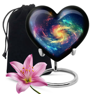 The Cosmic Dance - Galaxy Urn Large Teardrop, Heart Urn For Ashes