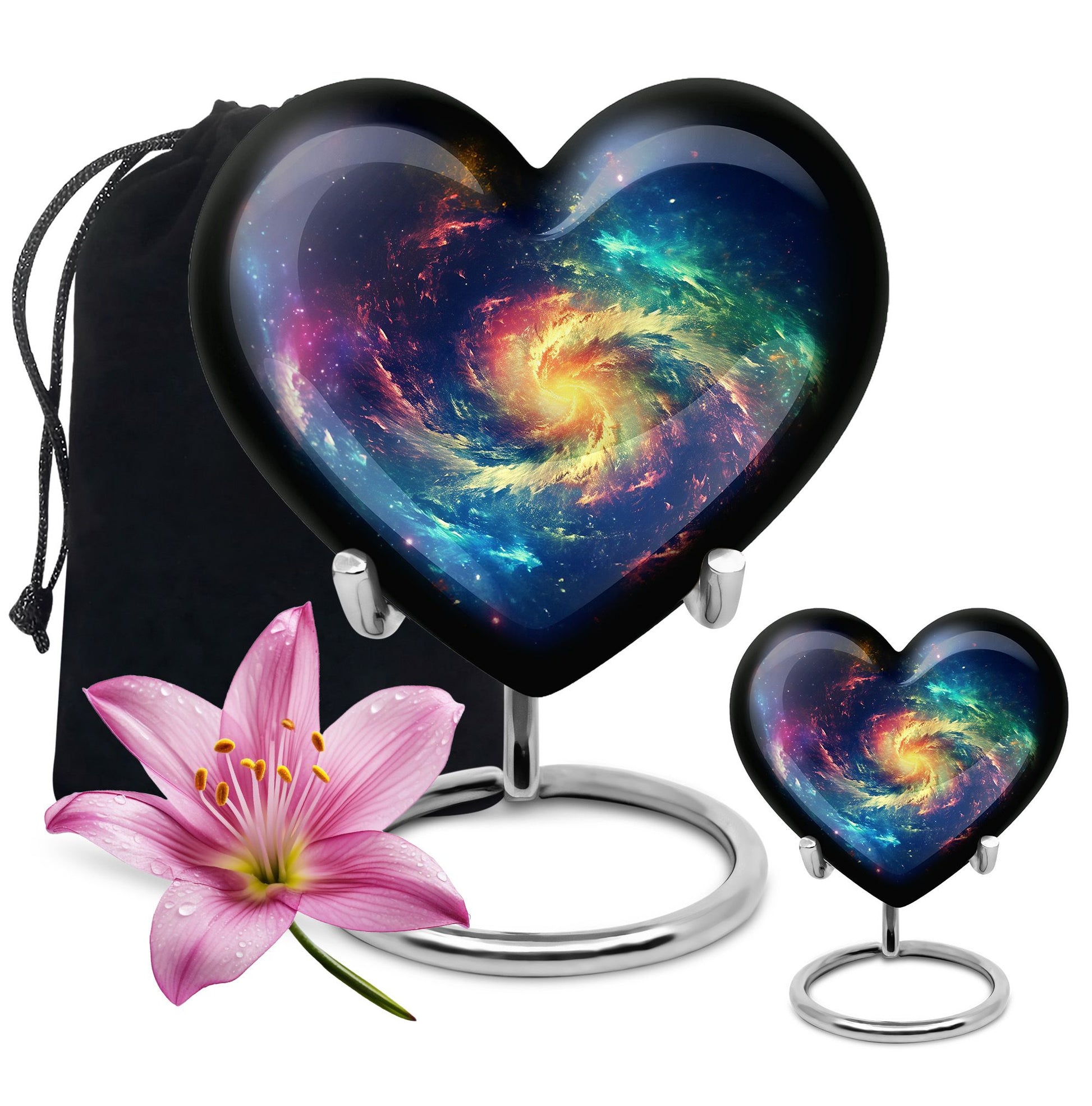 The Cosmic Dance - Galaxy Urn Large Teardrop, Heart Urn For Ashes