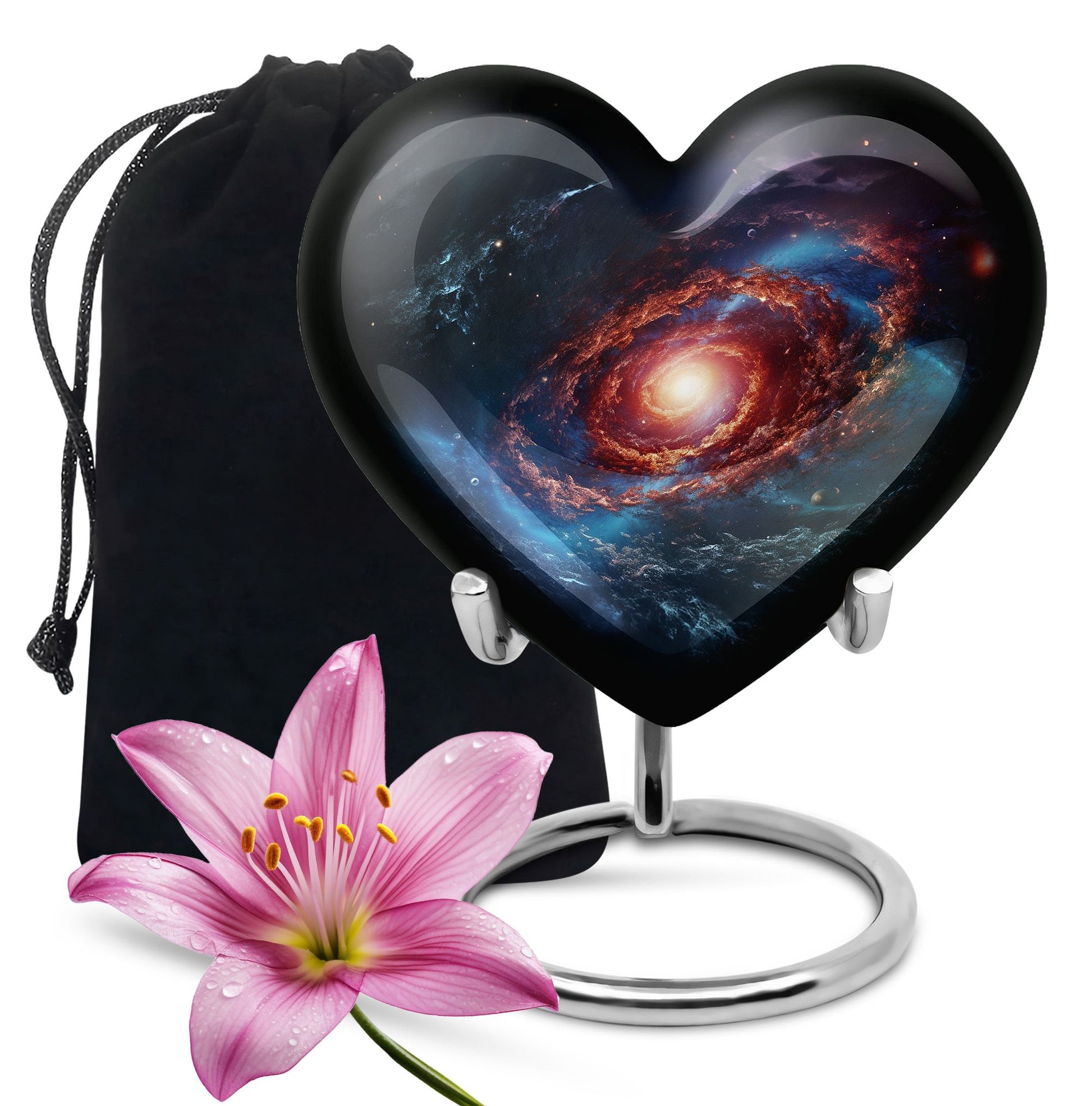 Stars In The Galactic Nexus - Galaxy Urn Teardrop, Heart Cremation Urn