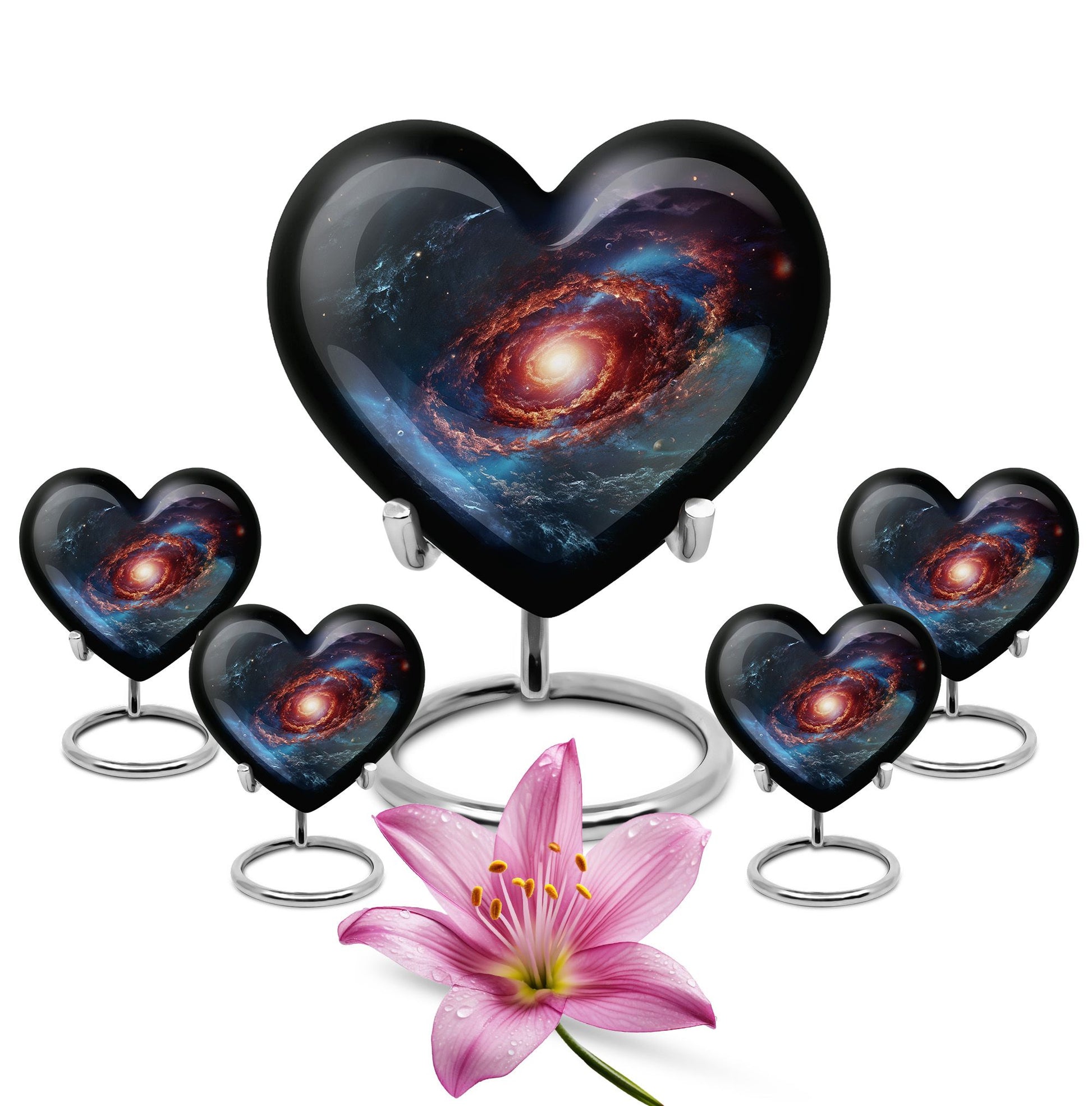 Stars In The Galactic Nexus - Galaxy Urn Teardrop, Heart Cremation Urn