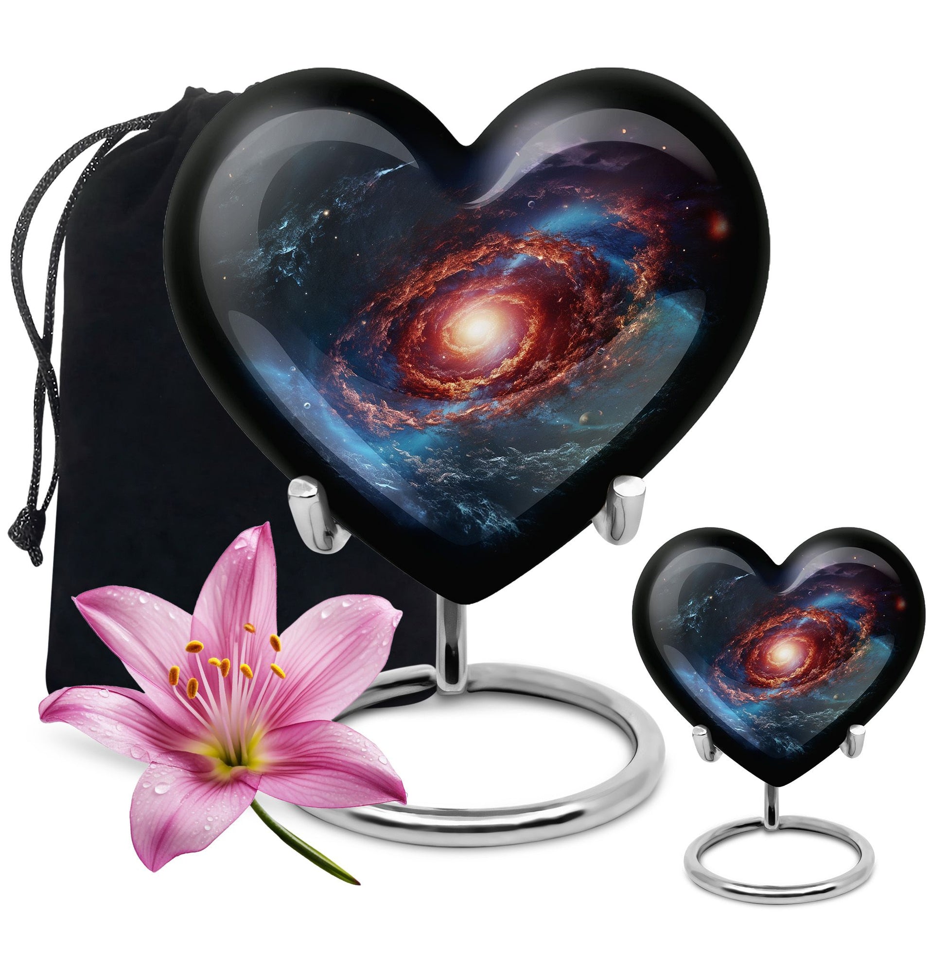 Stars In The Galactic Nexus - Galaxy Urn Teardrop, Heart Cremation Urn