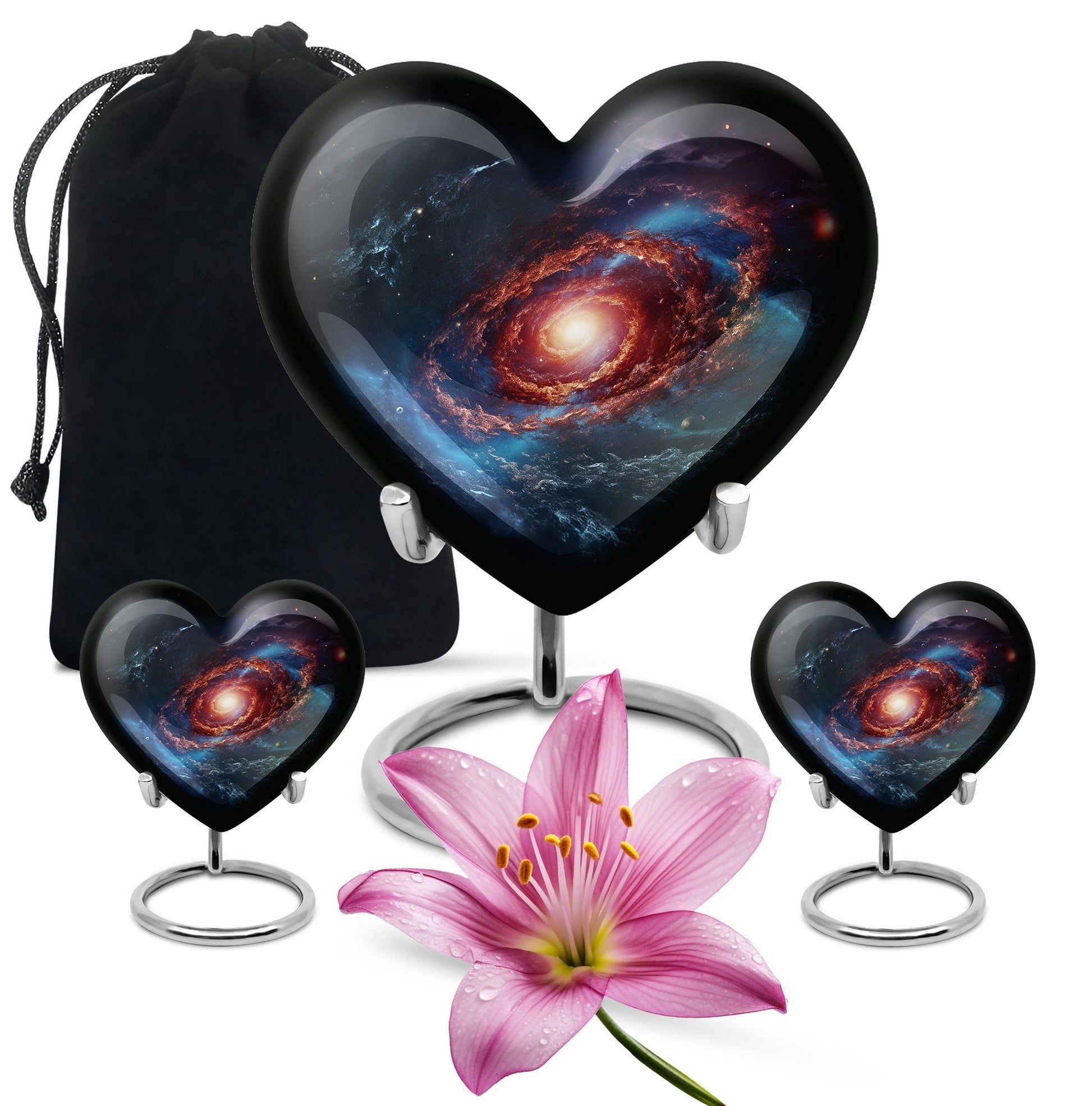Stars In The Galactic Nexus - Galaxy Urn Teardrop, Heart Cremation Urn